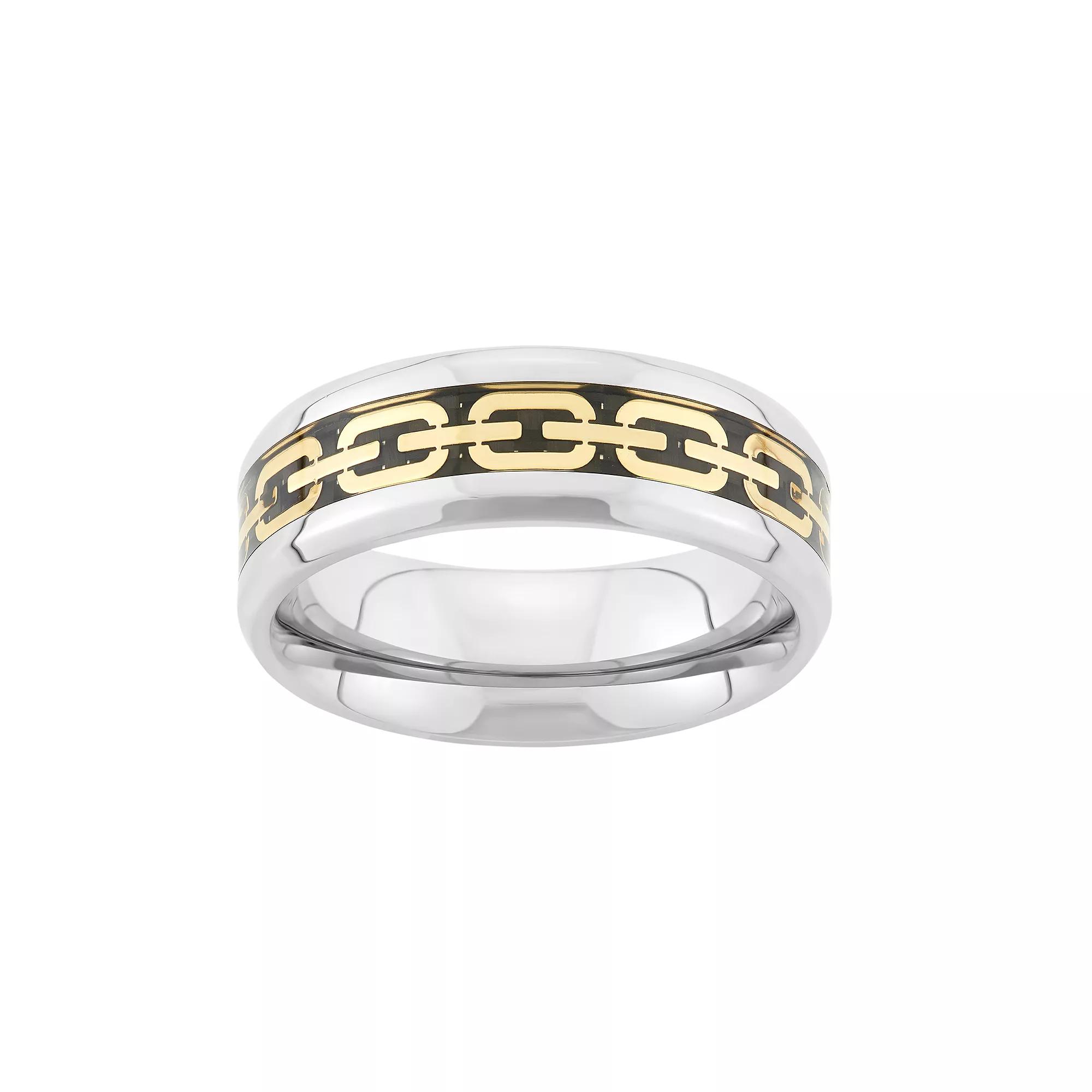 Steel Nation Tri-Tone Stainless Steel Chain Link Wedding Band - Men, Men's,  Product Image