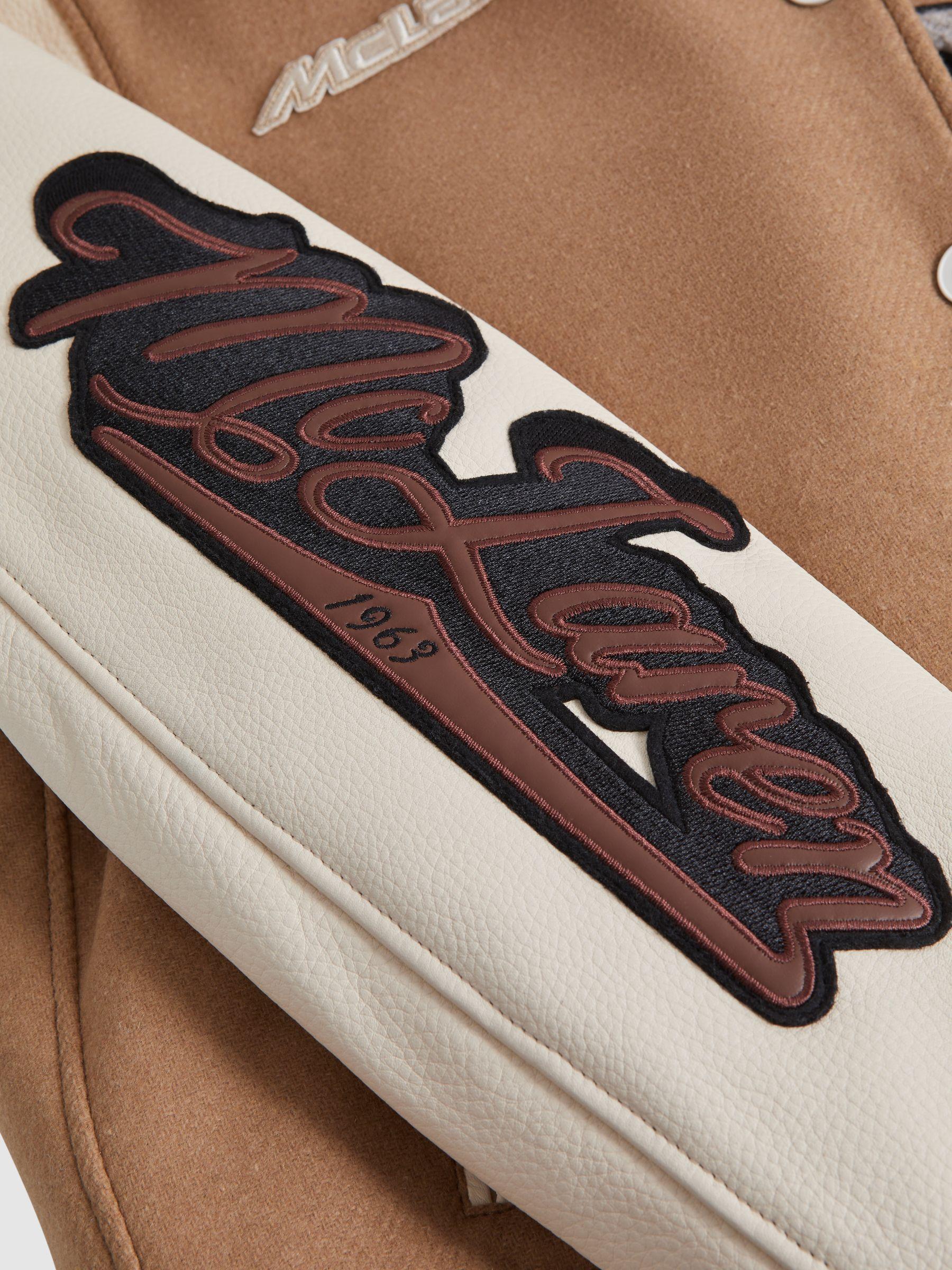 McLaren F1 Leather Varsity Jacket in Camel/Ecru Product Image