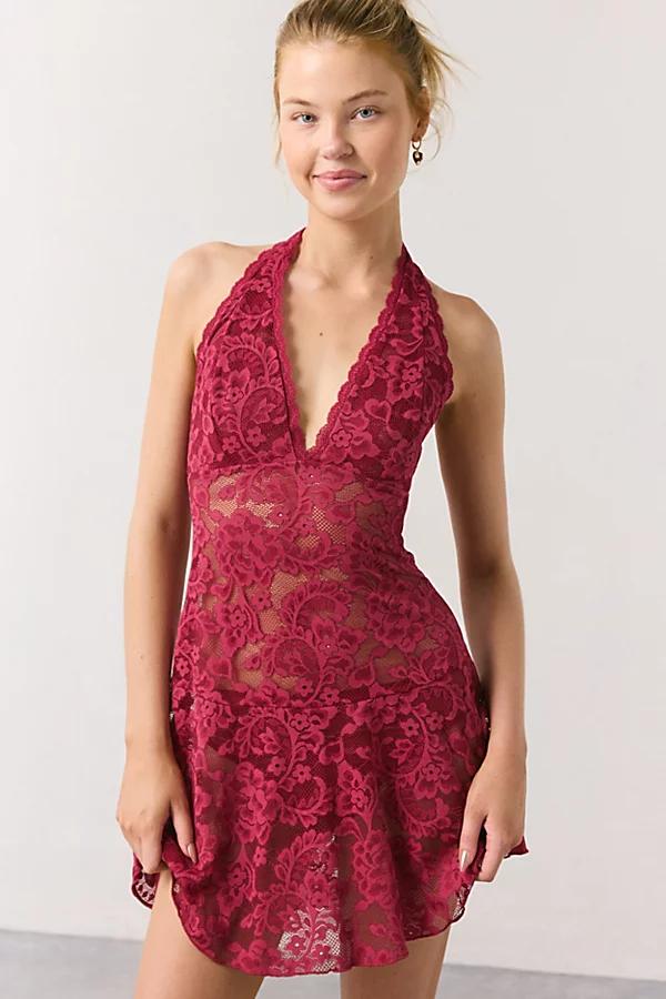 Out From Under Jena Sheer Lace Halter Slip Womens at Urban Outfitters Product Image