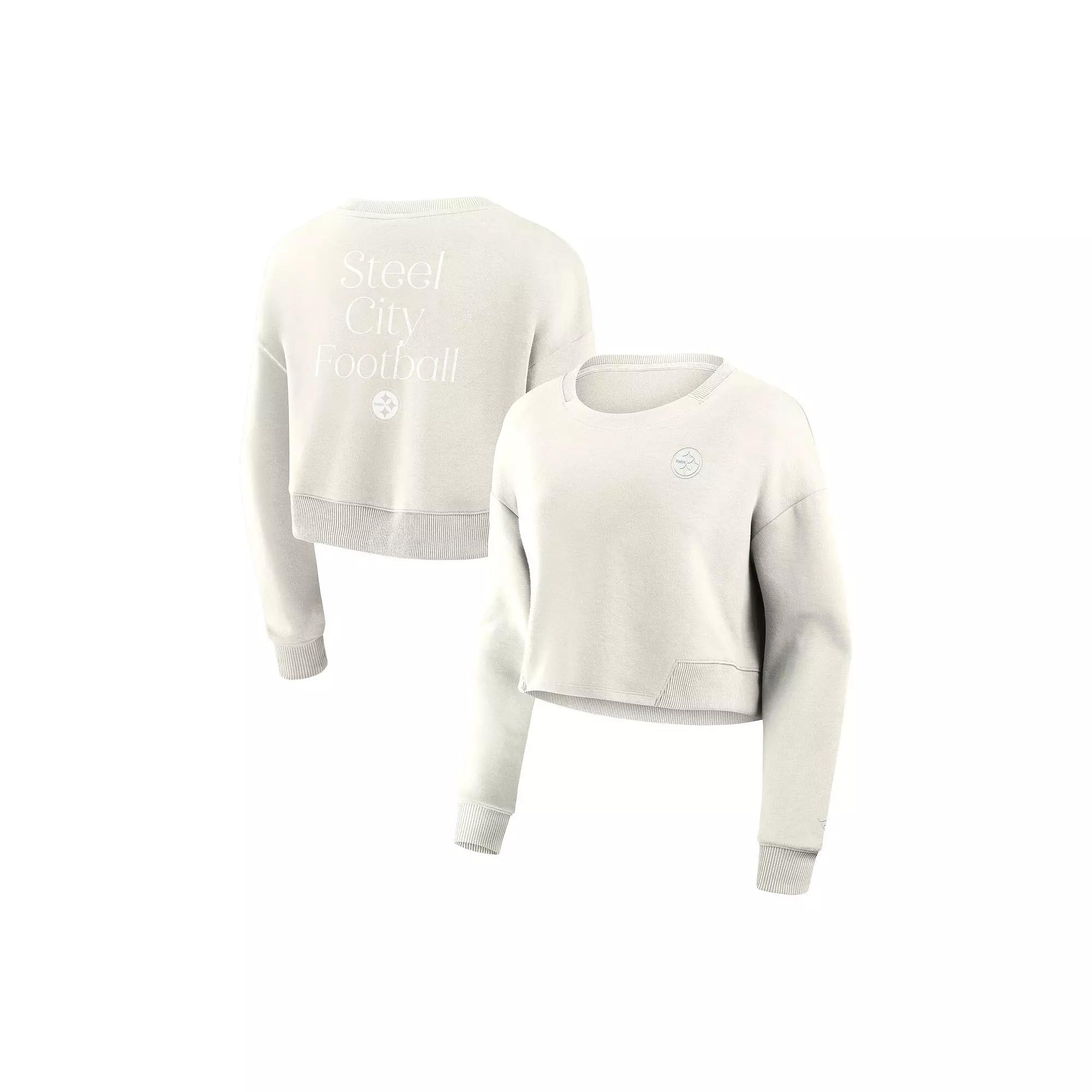 Women's Fanatics Cream Philadelphia Eagles Studio Tri-Blend Cropped Pullover Sweatshirt,  Product Image