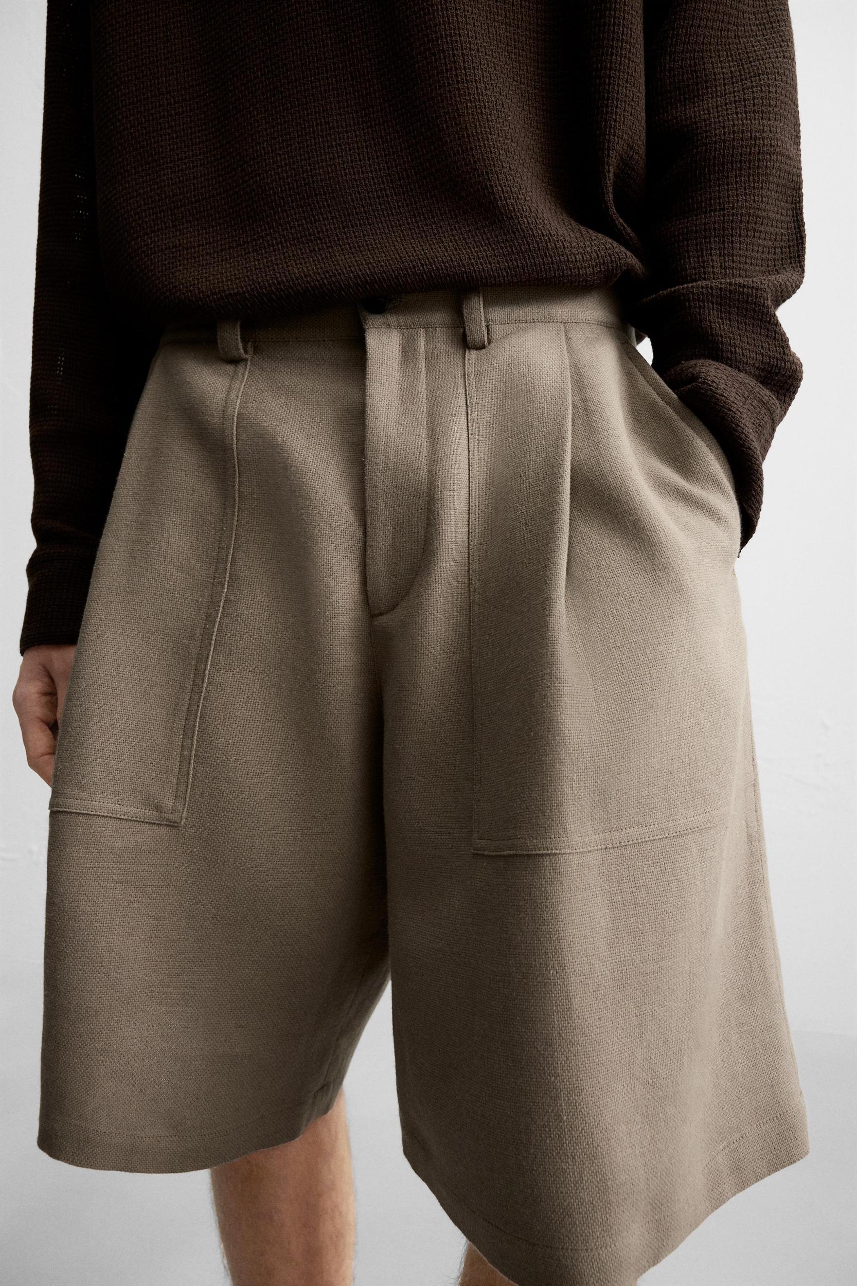 TEXTURED LINEN - COTTON SHORTS Product Image