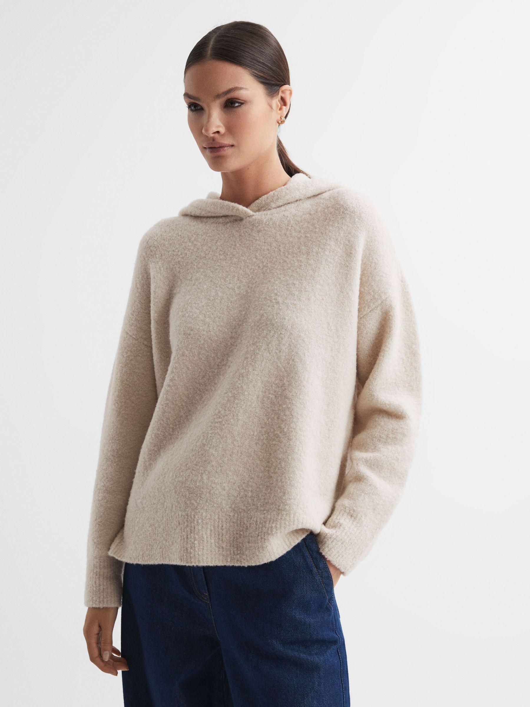 Wool Blend Bouclé Hoodie in Neutral Product Image