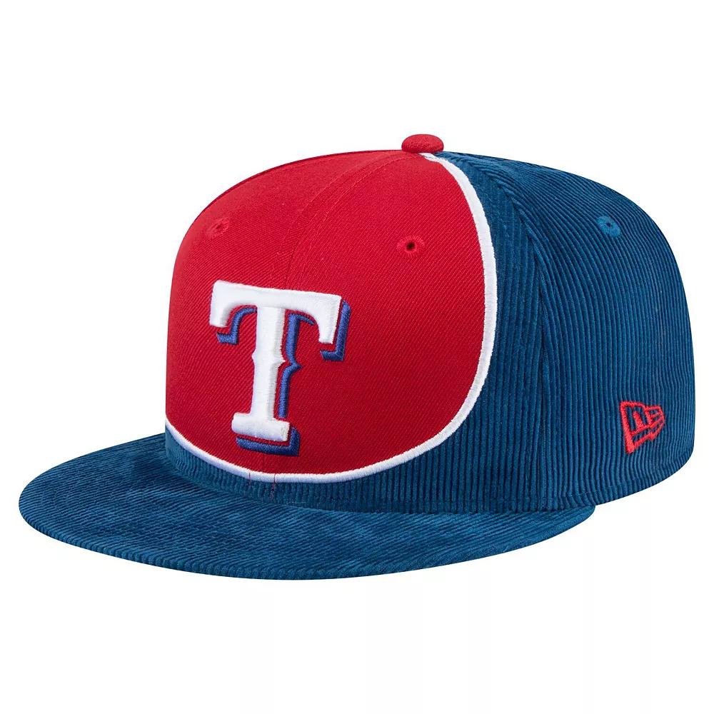 Men's New Era Royal/Red Texas Rangers Retro Split Corduroy Snapback Hat, Blue Product Image