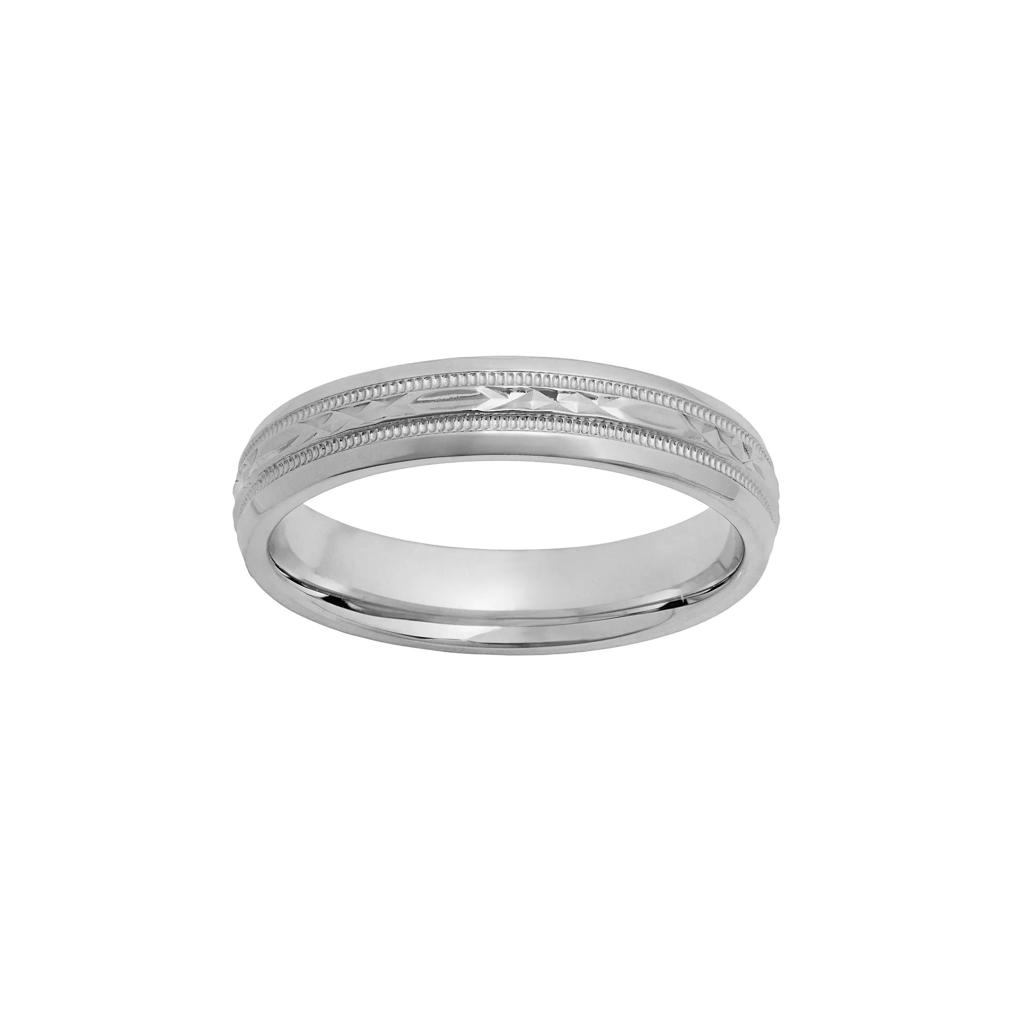 Sterling Silver Crisscross Wedding Ring, Men's, Size: 8, Grey Product Image