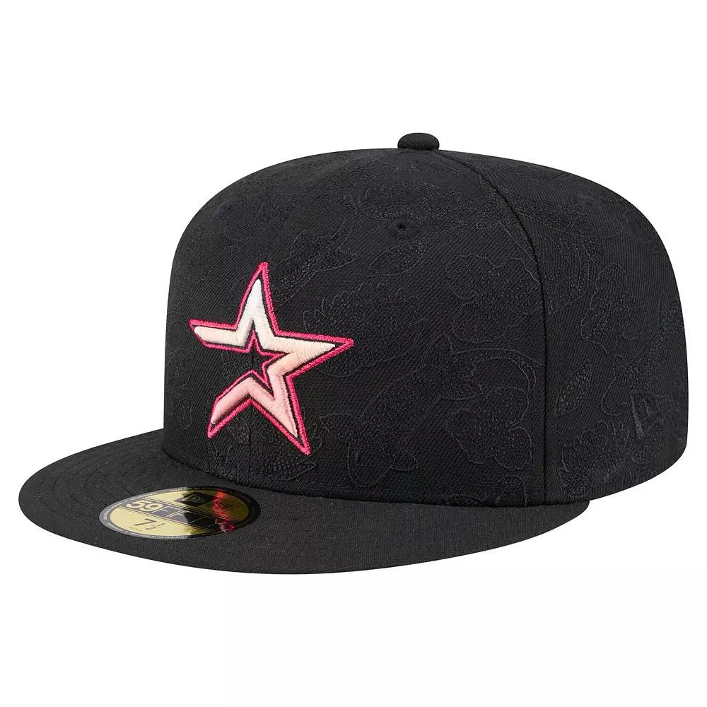 Men's New Era Black Houston Astros Tonal Koi 59FIFTY Fitted Hat, Size: 7 1/4 Product Image