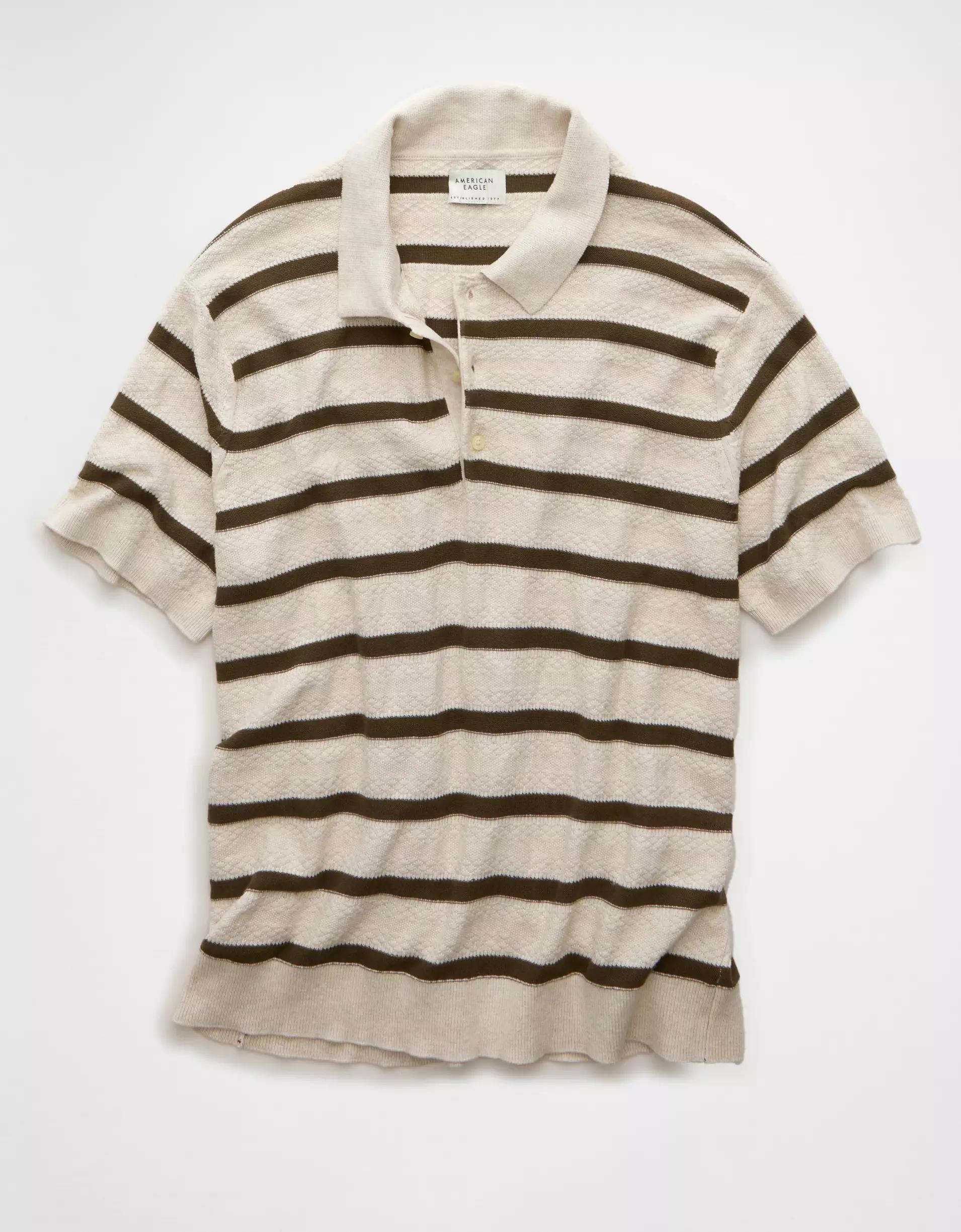AE Weekend Striped Sweater Polo Shirt Product Image