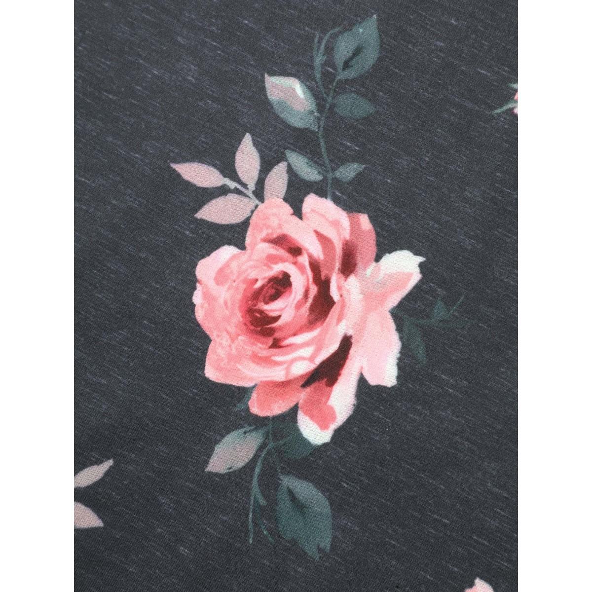 Plus Size Stretchy Floral Paint Sweatshirt Women BlackFlower Casual Contrast Round Neck Everyday Sweatshirts BloomChic 18-20/2X Product Image