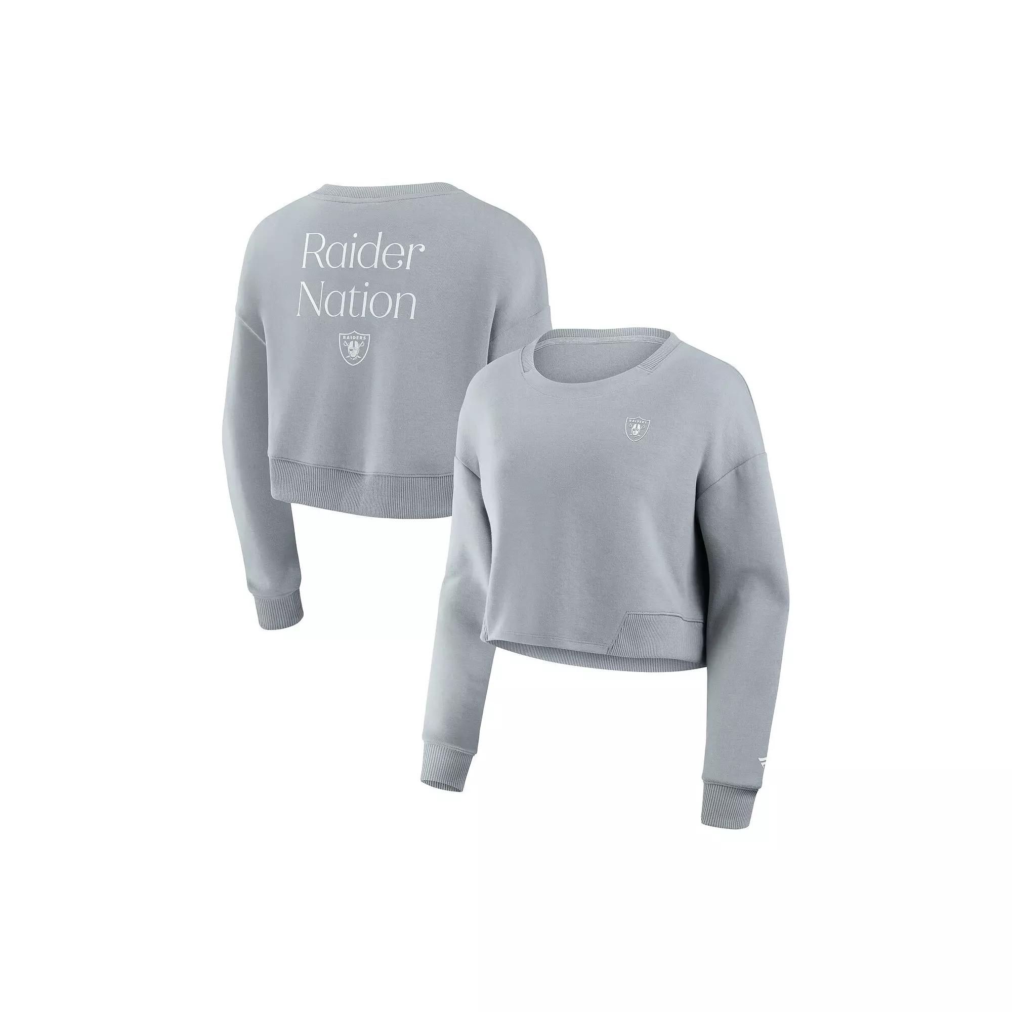 Women's Fanatics Mint Miami Dolphins Studio Cropped Pullover Sweatshirt,  Product Image