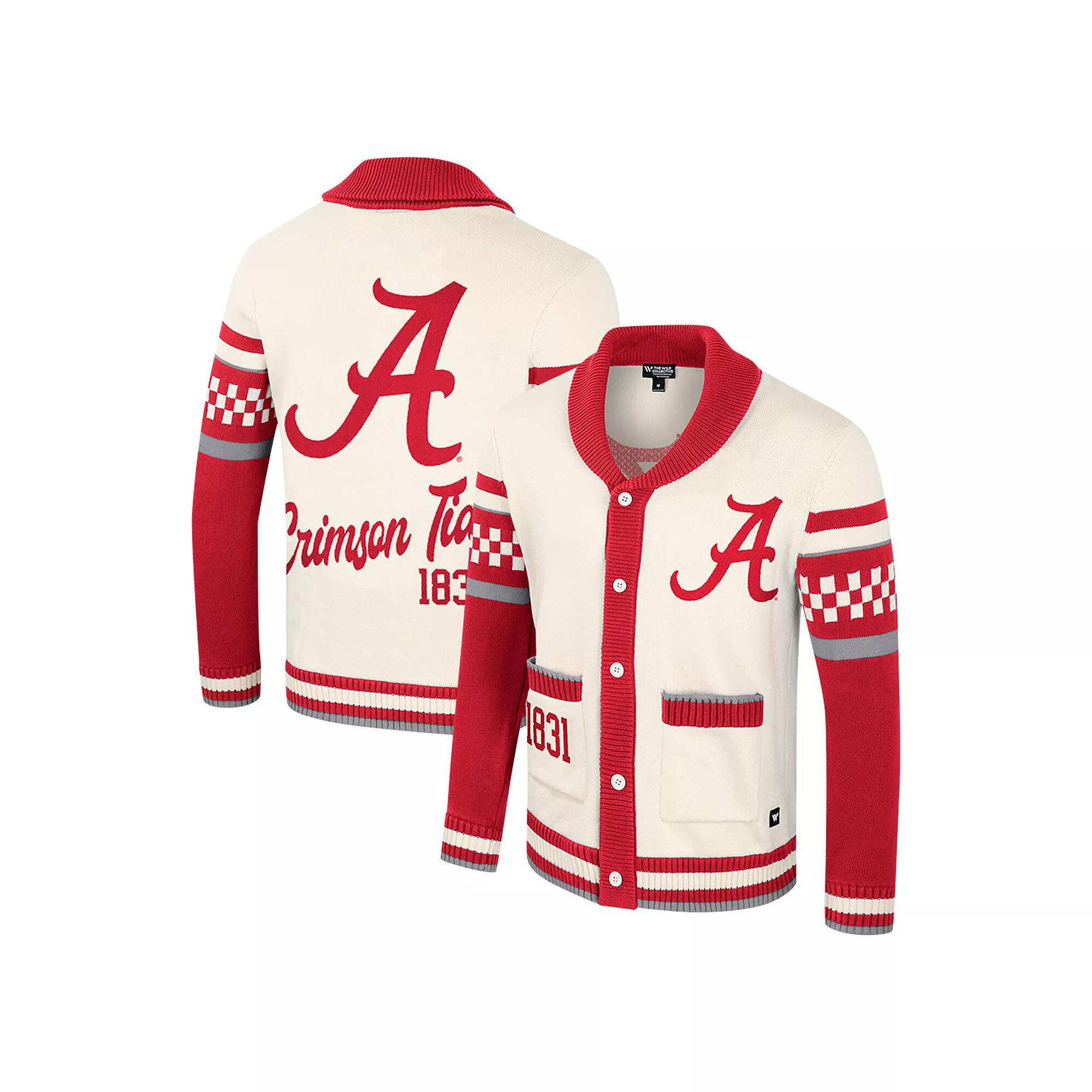 Womens Colosseum Cream Alabama Crimson Tide Wild Collective Button-Up Jaquard Sweater Product Image