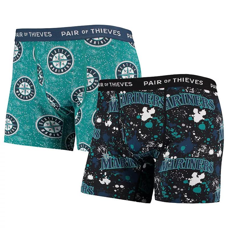 Men's Pair of Thieves Black/Aqua Seattle Mariners Super Fit 2-Pack Boxer Briefs Set, Size: XL Product Image