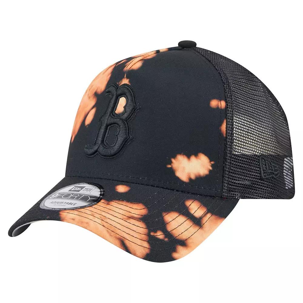 Men's New Era Black Boston Red Sox Bleached A-Frame 9FORTY Adjustable Hat Product Image