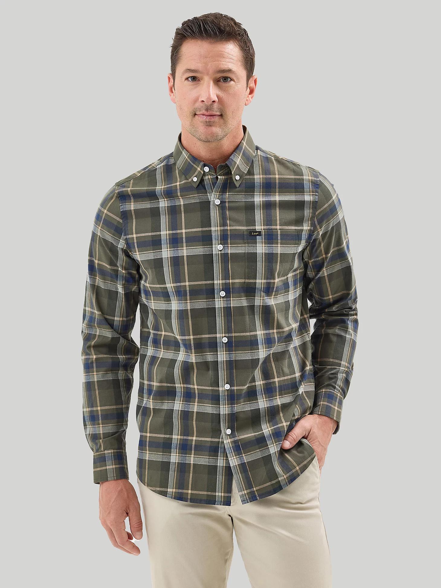 Men's Poplin Long Sleeve Plaid Shirt | Men's Tops | Lee® Product Image