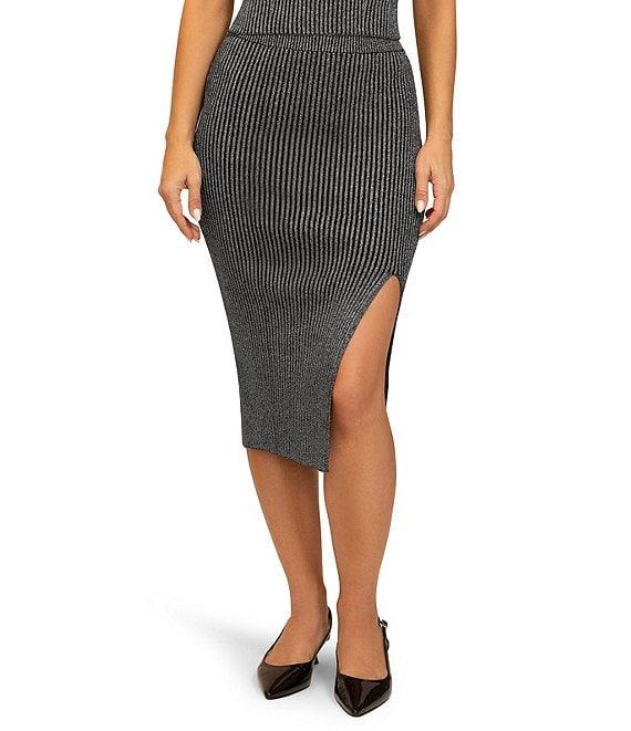 Stevie by Steve Madden Metallic Coordinating Midi Skirt Product Image