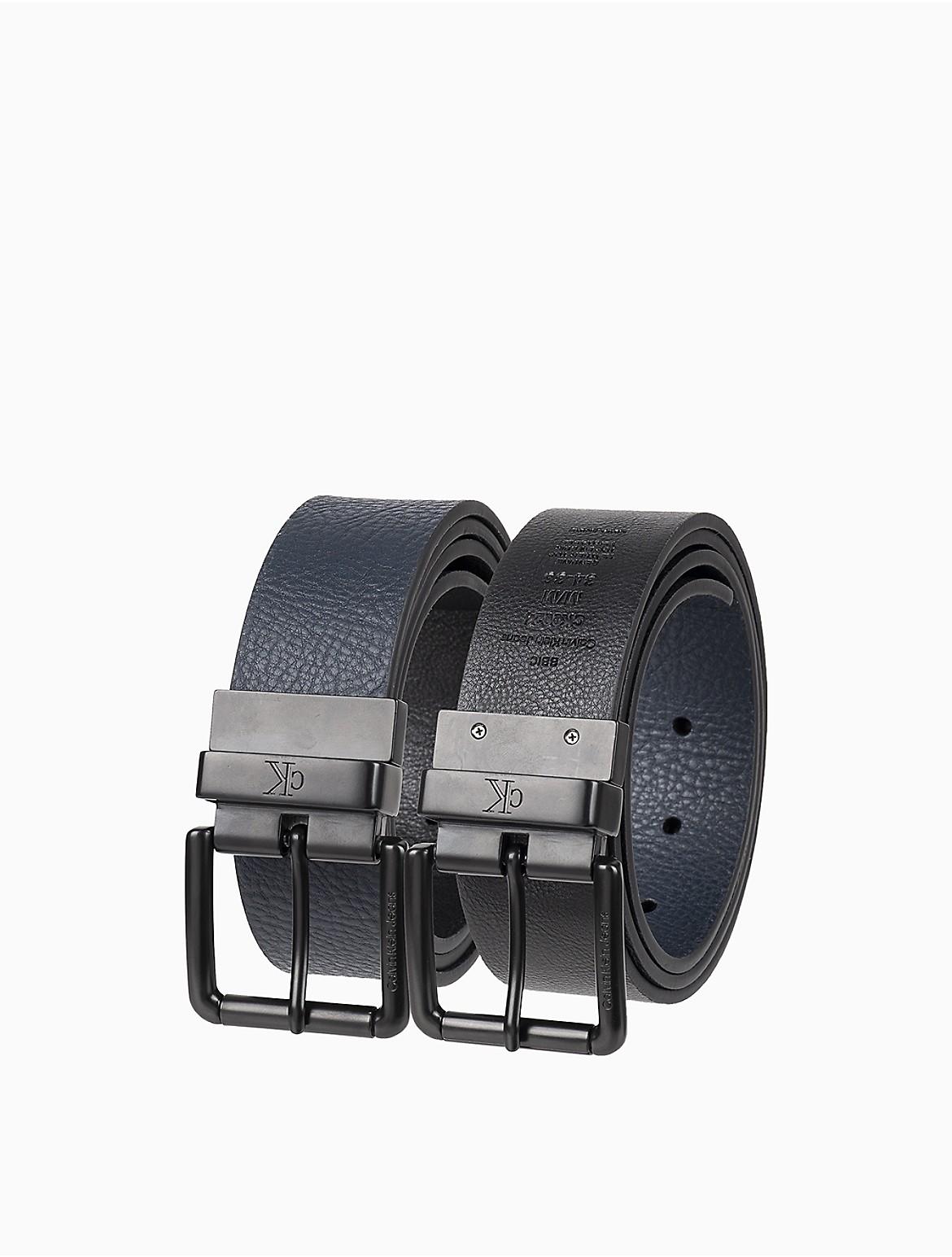Calvin Klein Mens Pebbled Leather Reversible Jean Belt - Black Product Image