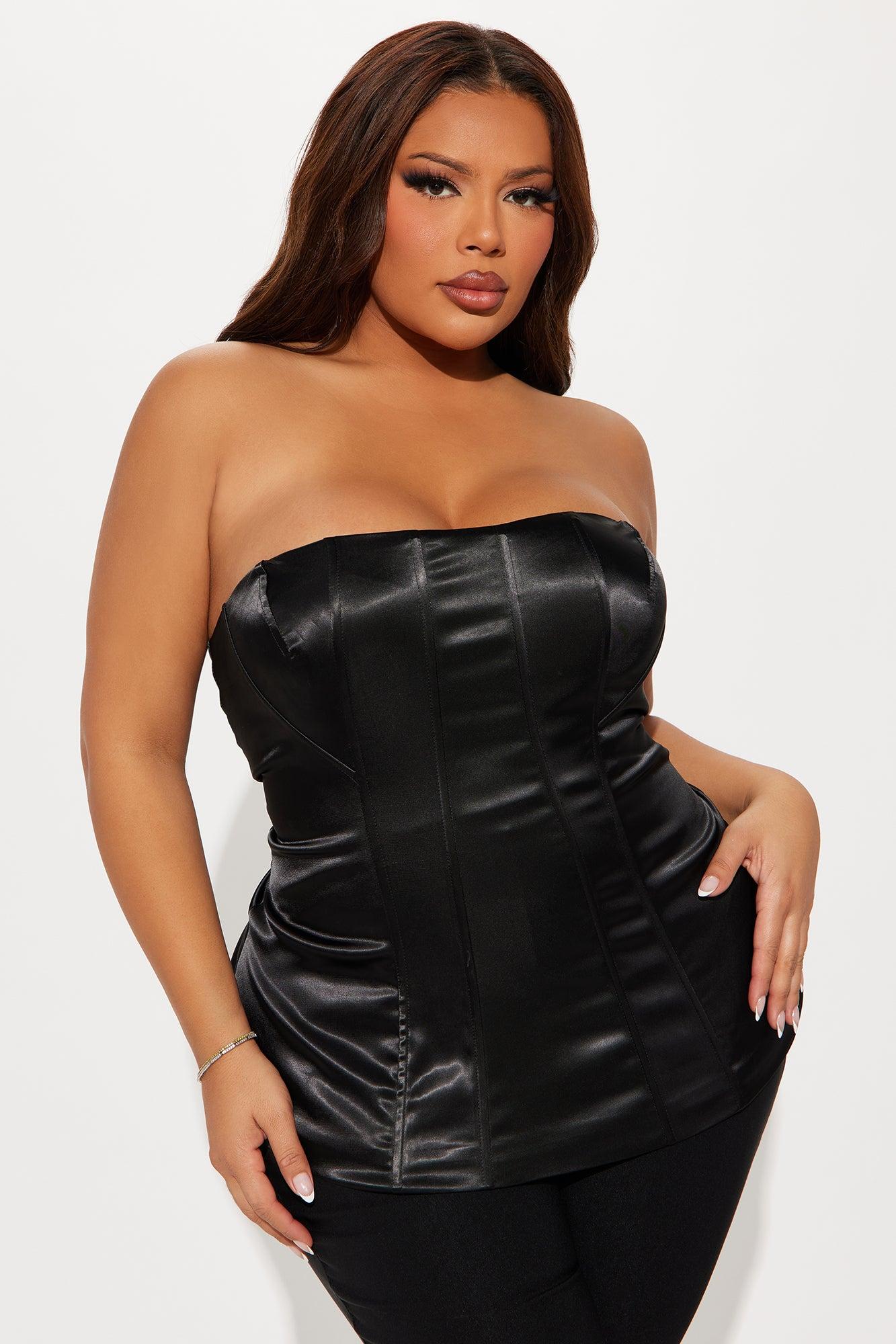 Hold Me Close By Satin Corset Top - Black Product Image