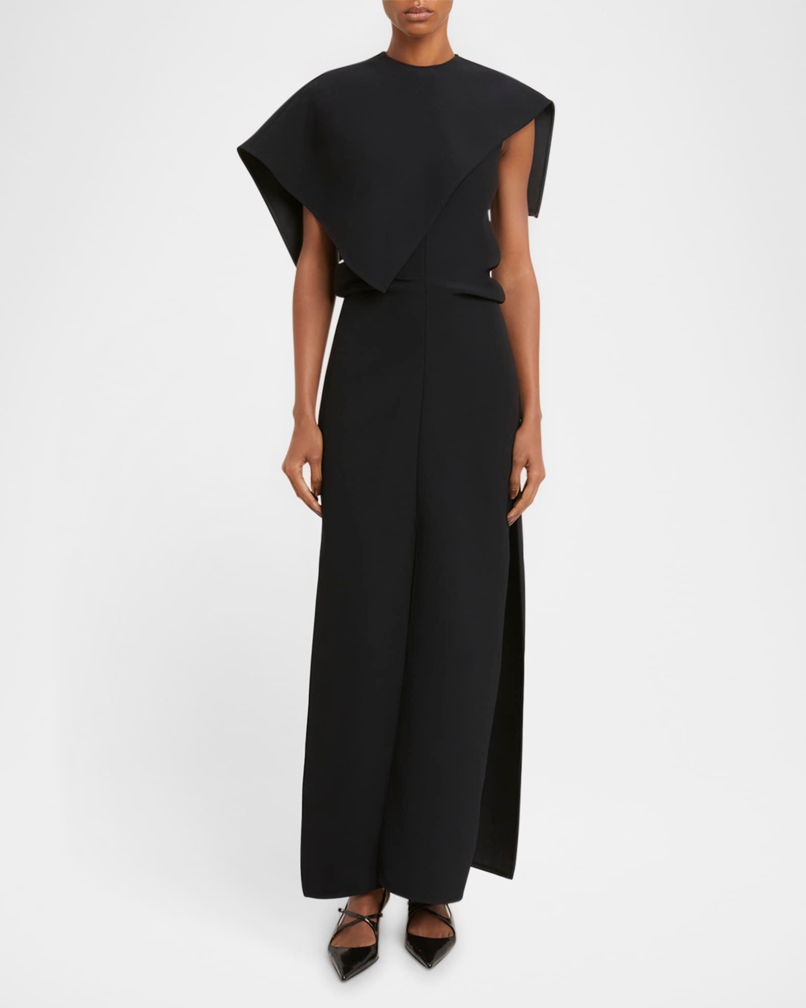 Selene Cape Bi-Stretch Suiting Maxi Dress Product Image