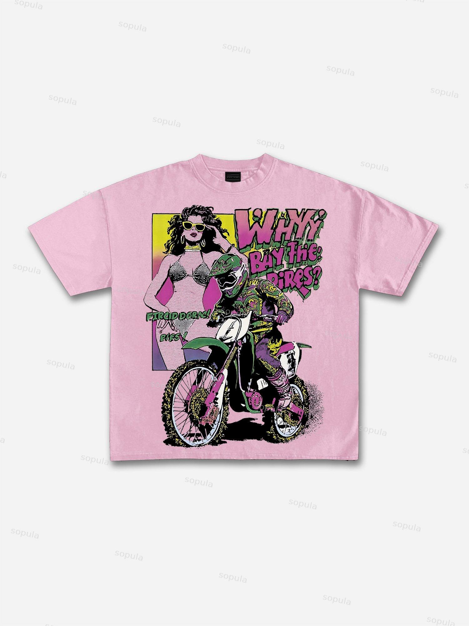 I Ride Dirt Bikes For The Babes Cotton T-shirt Product Image