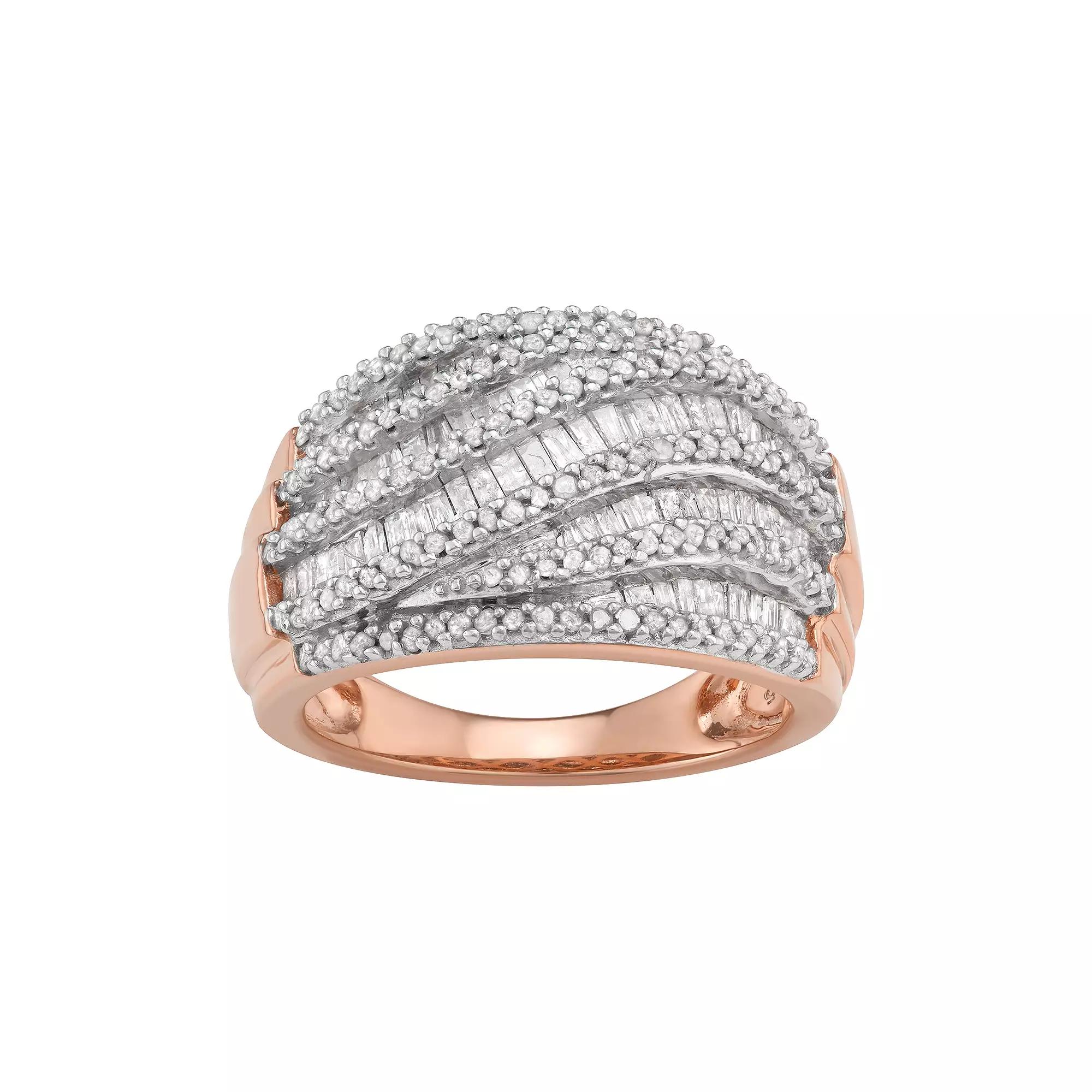 Sterling Silver 1 Carat T.W. Diamond Multi Row Ring, Womens Gold Tone Product Image