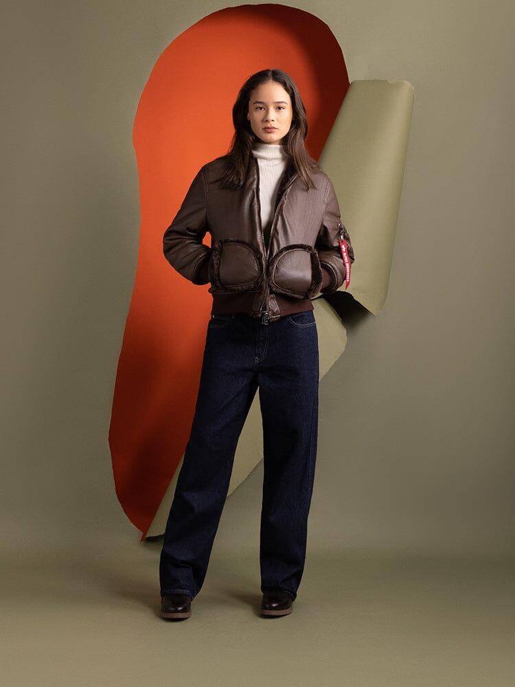 WOMEN'S REVERSIBLE FAUX LEATHER MA-1 BOMBER JACKET Product Image