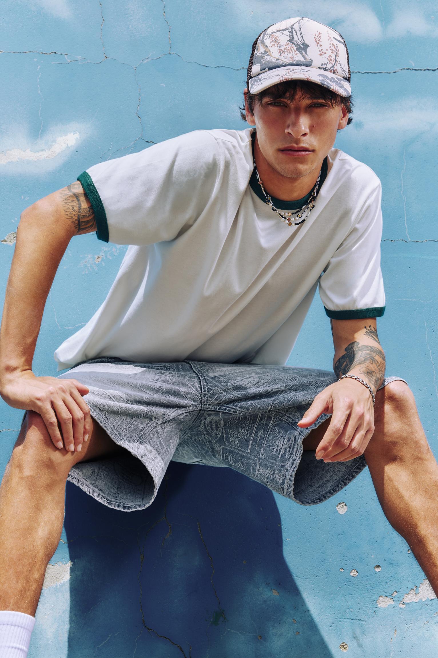 Jacquard denim Bermuda shorts Product Image