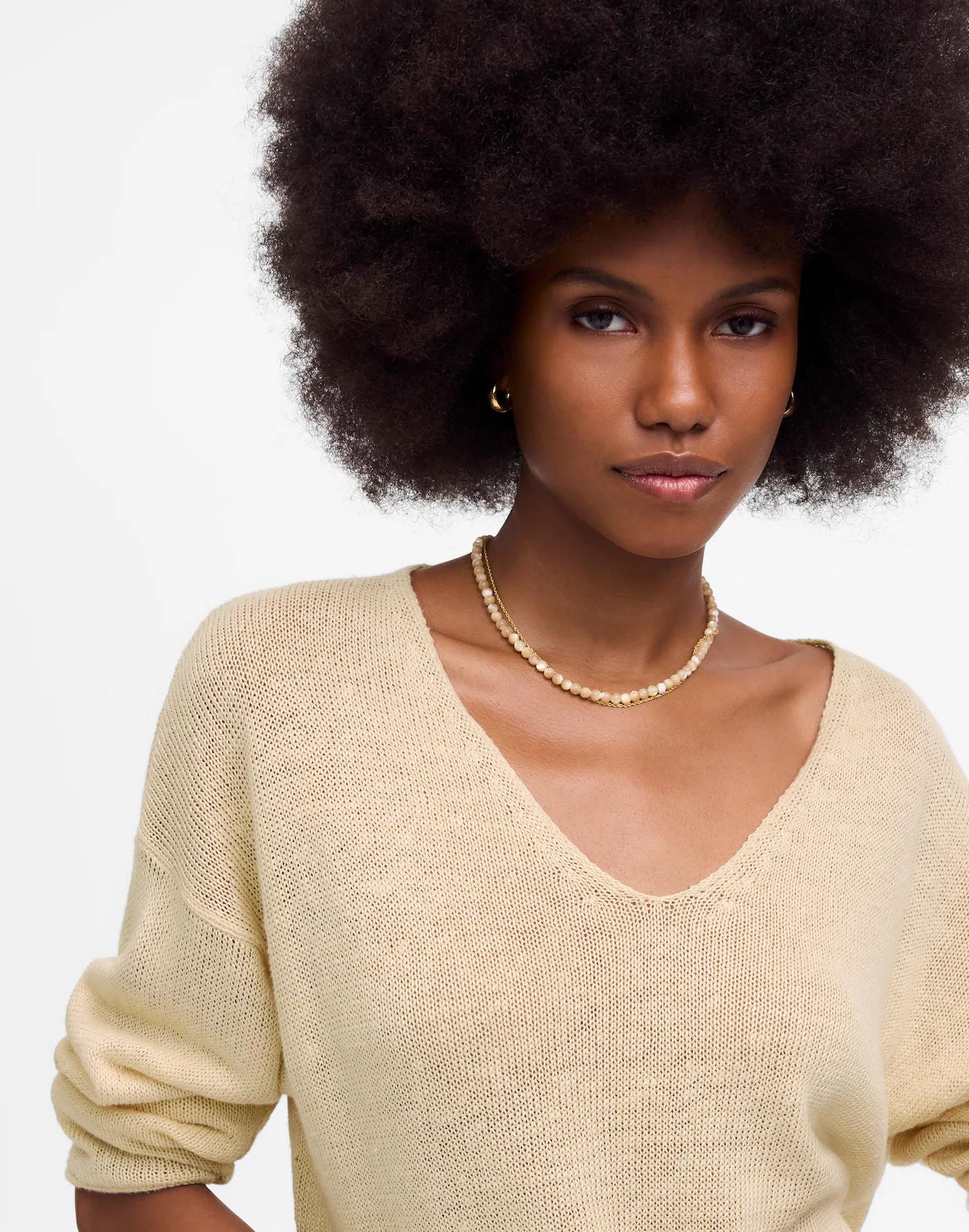 Linen V-Neck Sweater Product Image