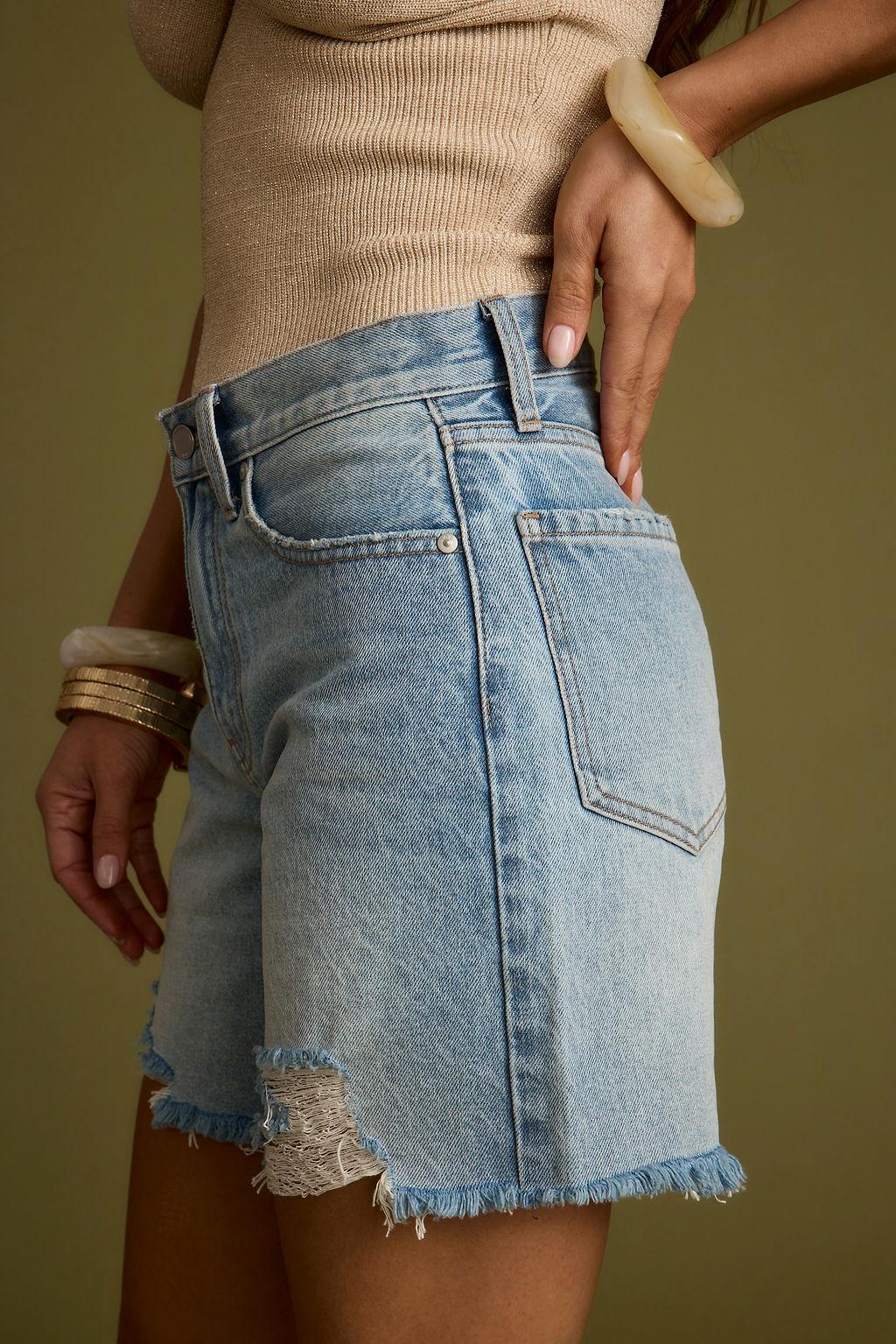 Nita Distressed Denim Shorts Product Image