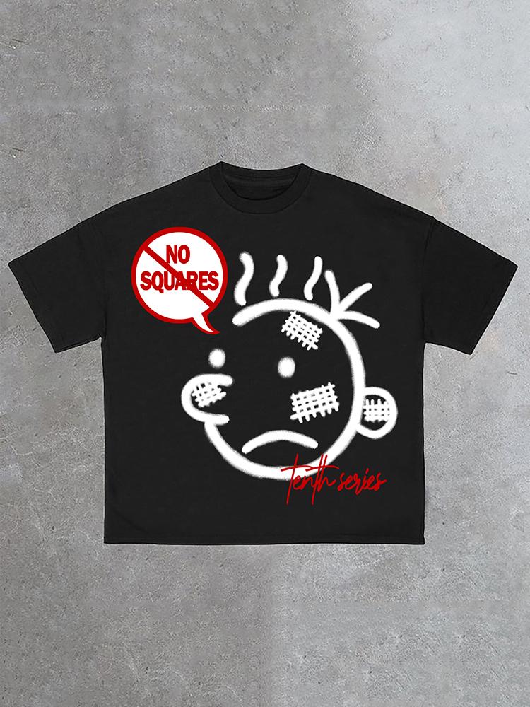 Relaxed Vintage Graphic Mask Casual Street Washed Hoodie Product Image