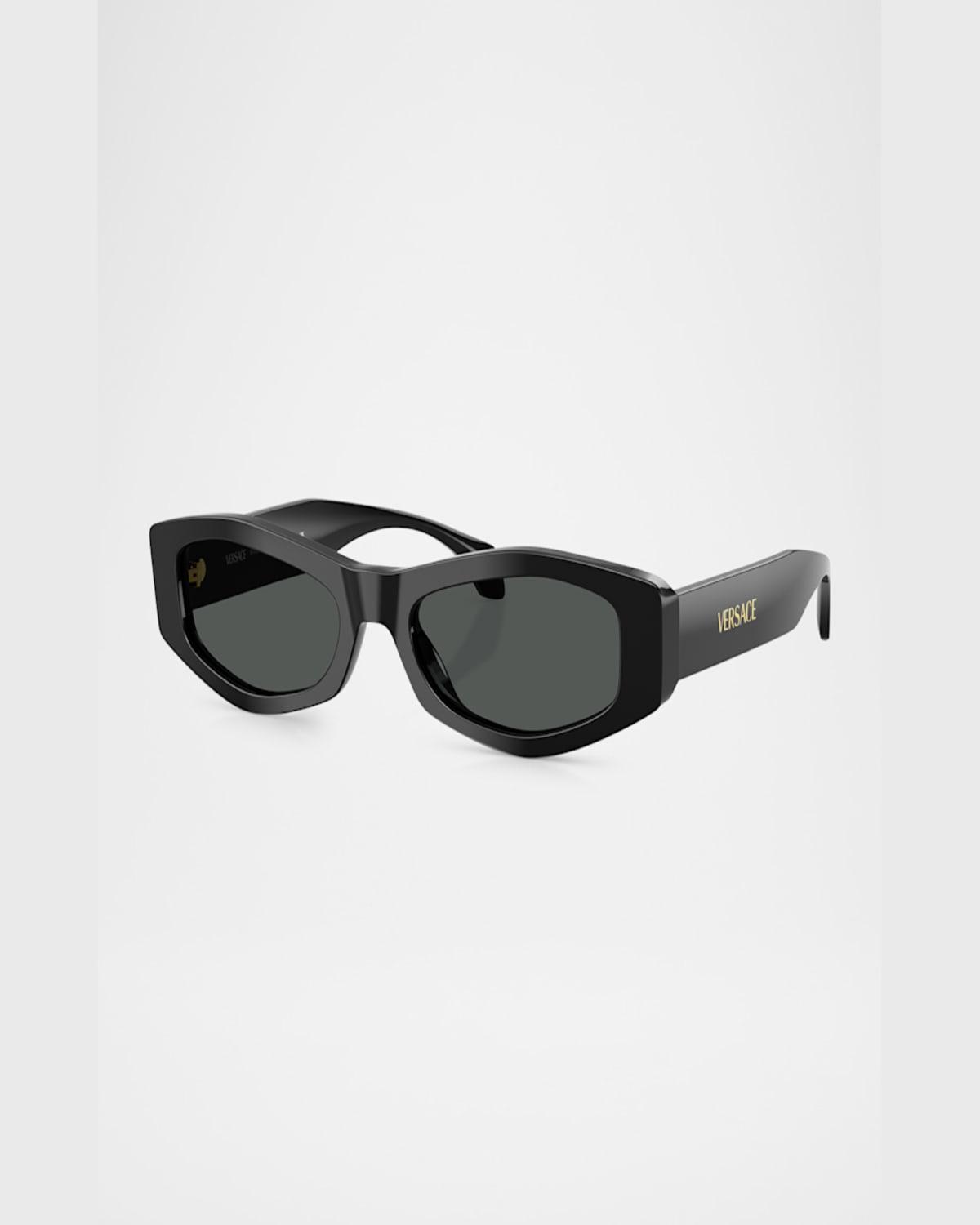 VERSACE Ve4487 Oval Logo-print Sunglasses In Black Product Image