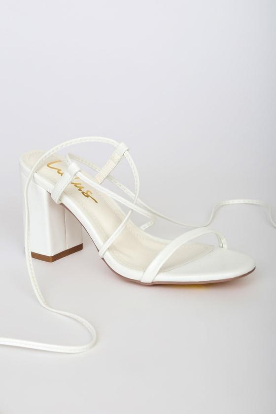 Aribaa White Lace-Up High Heel Sandals Product Image