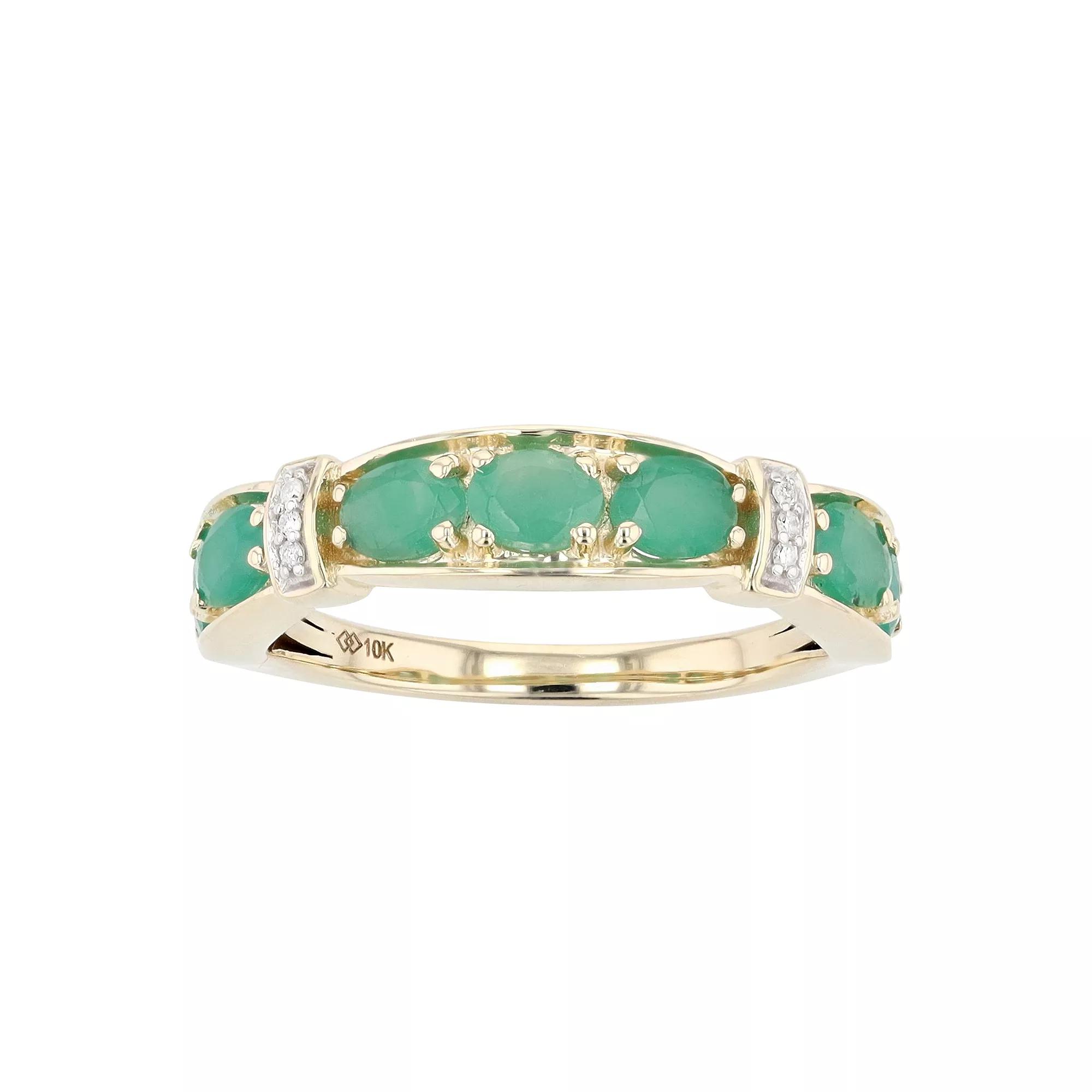 10k Gold Oval Emerald & Diamond Accent Ring, Women's, Size: 6 Product Image