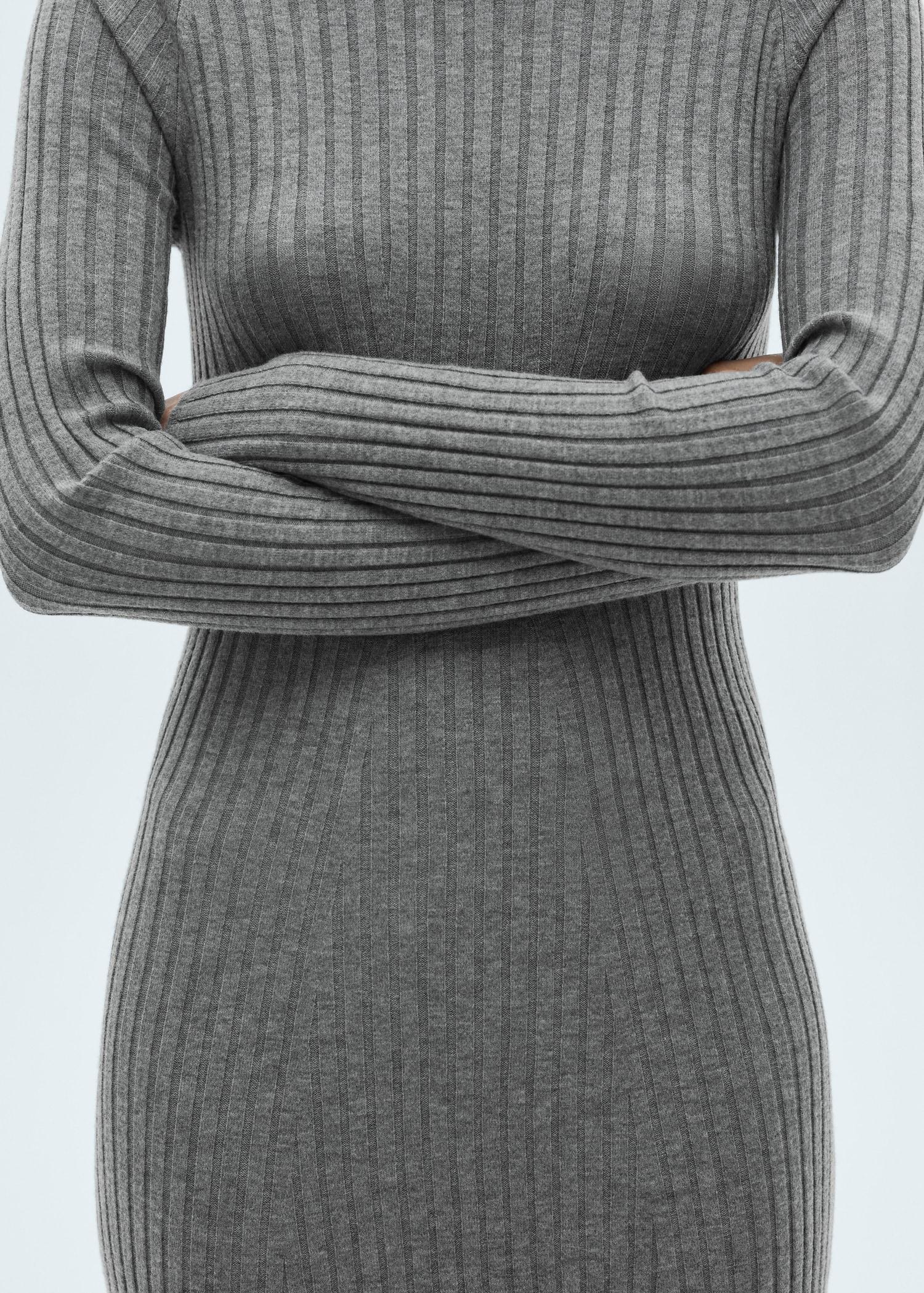 Flared knit dress with perkins collar - Women | MANGO USA Product Image