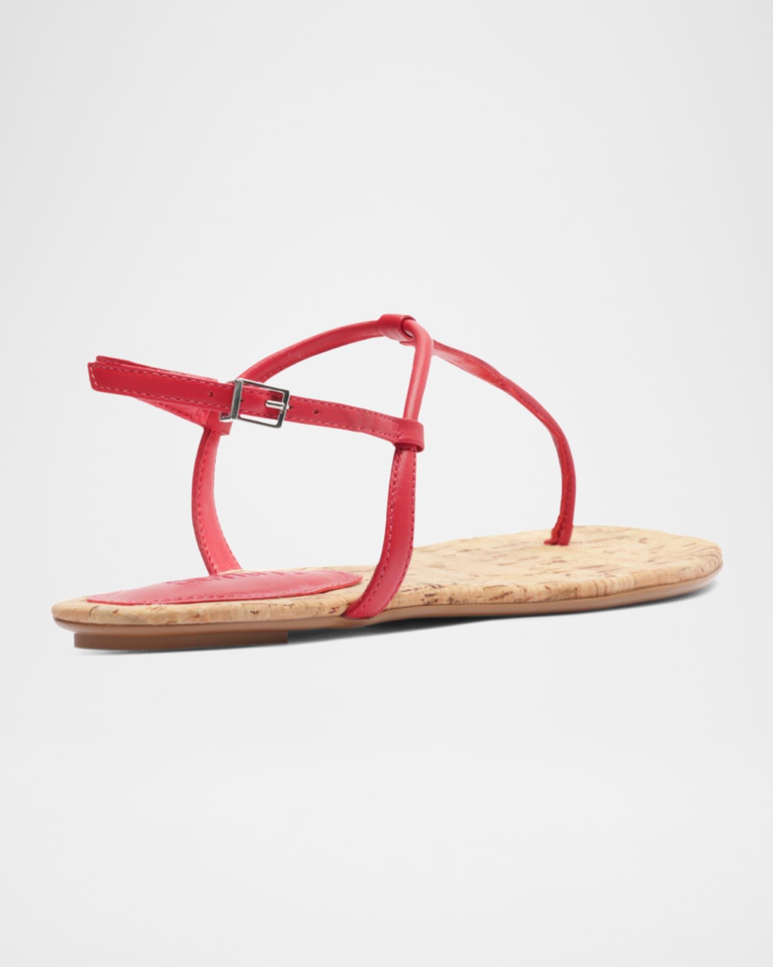 Elsha Leather T-Strap Flat Sandals Product Image