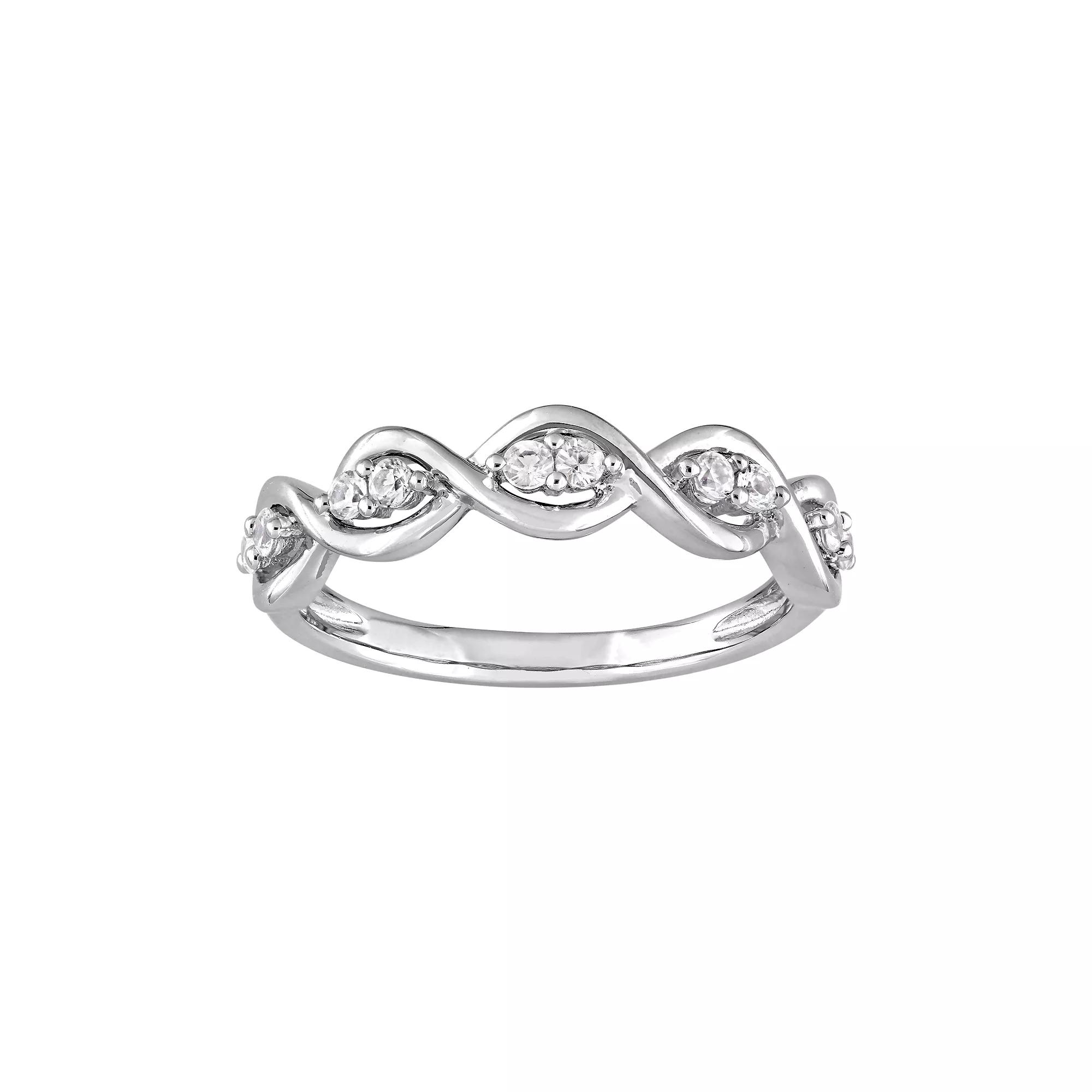 Stella Grace 14k White Gold White Sapphire Wavy Ring, Women's, Size: 5, 14k Whgold Product Image