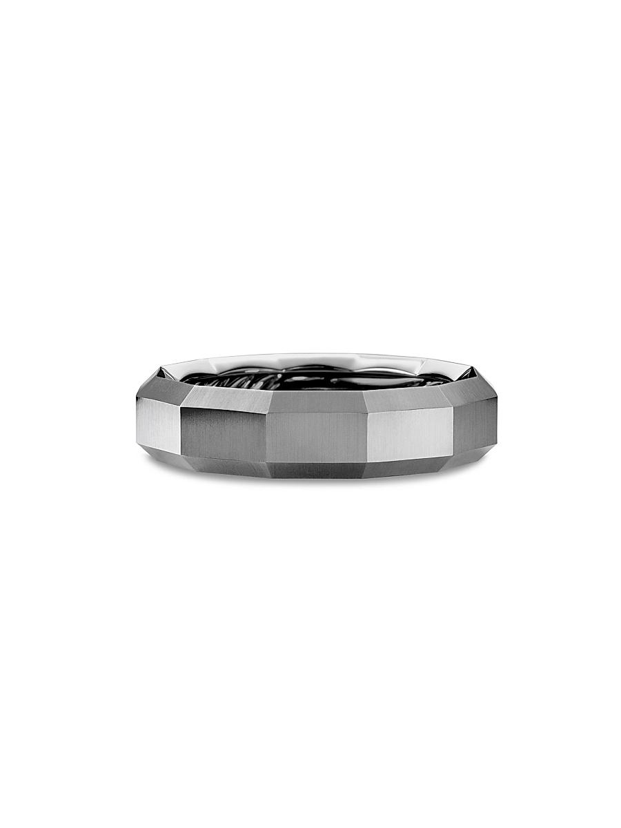 Mens Faceted Band Ring in Grey Titanium Product Image