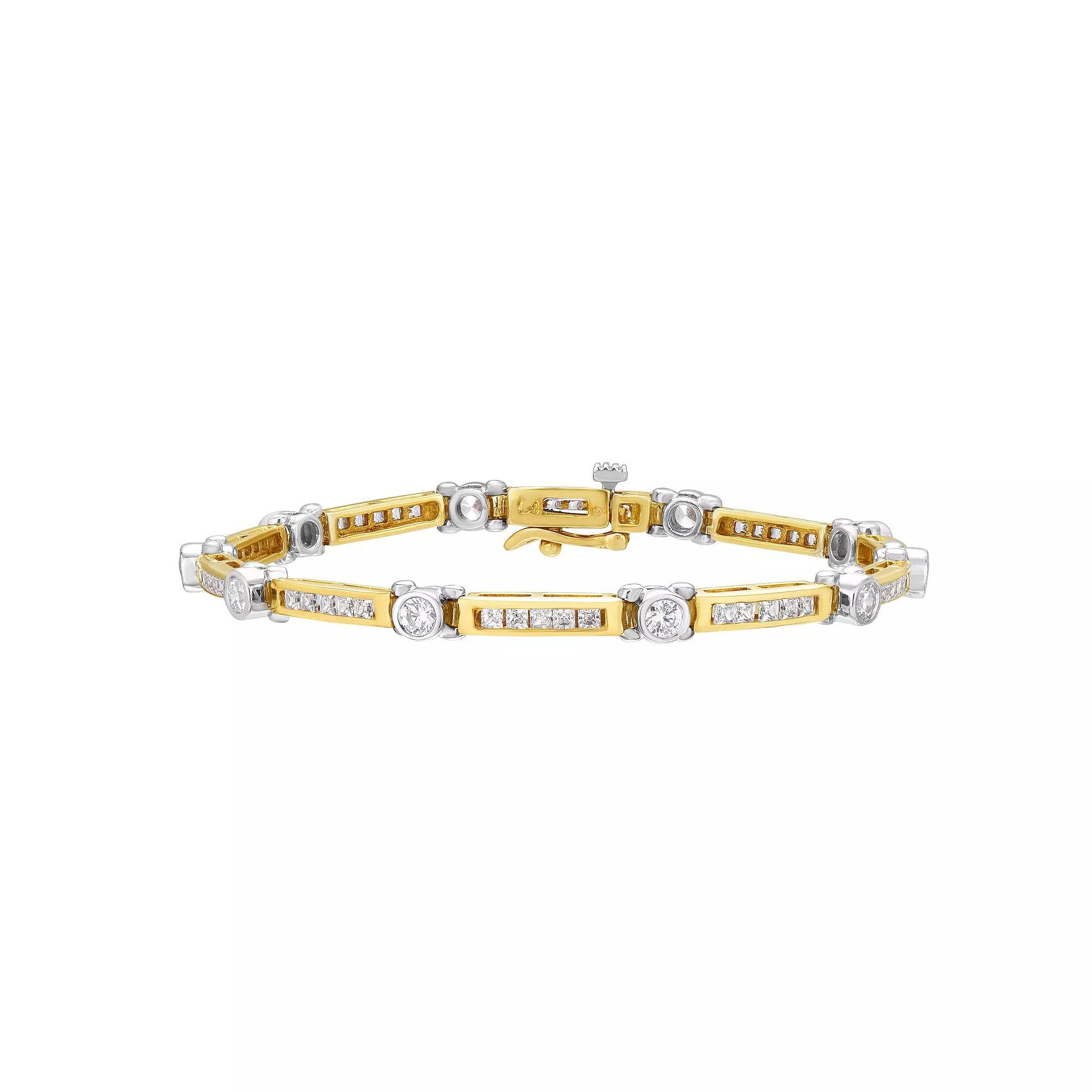 Two Tone 14k Gold 3 Carat T.W. Diamond Bracelet, Women's, Size: 7", 14k Two Tone Product Image