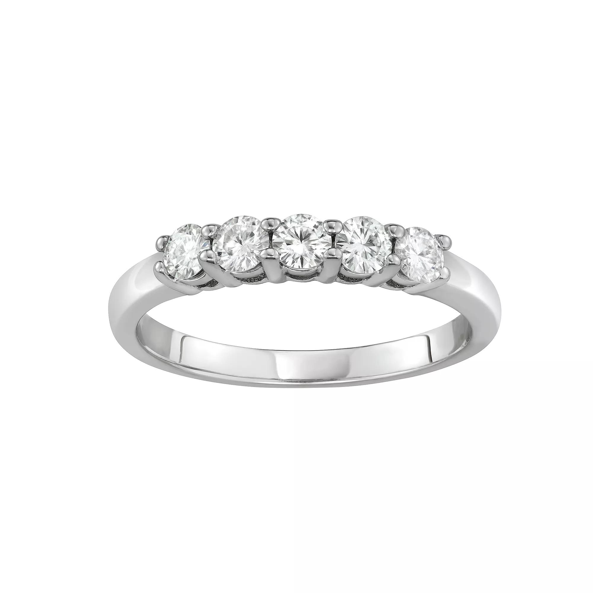 Charles & Colvard 14K Gold 1/2 Carat T.W. Lab-Created Moissanite 5 Stone Band, Women's,  Product Image