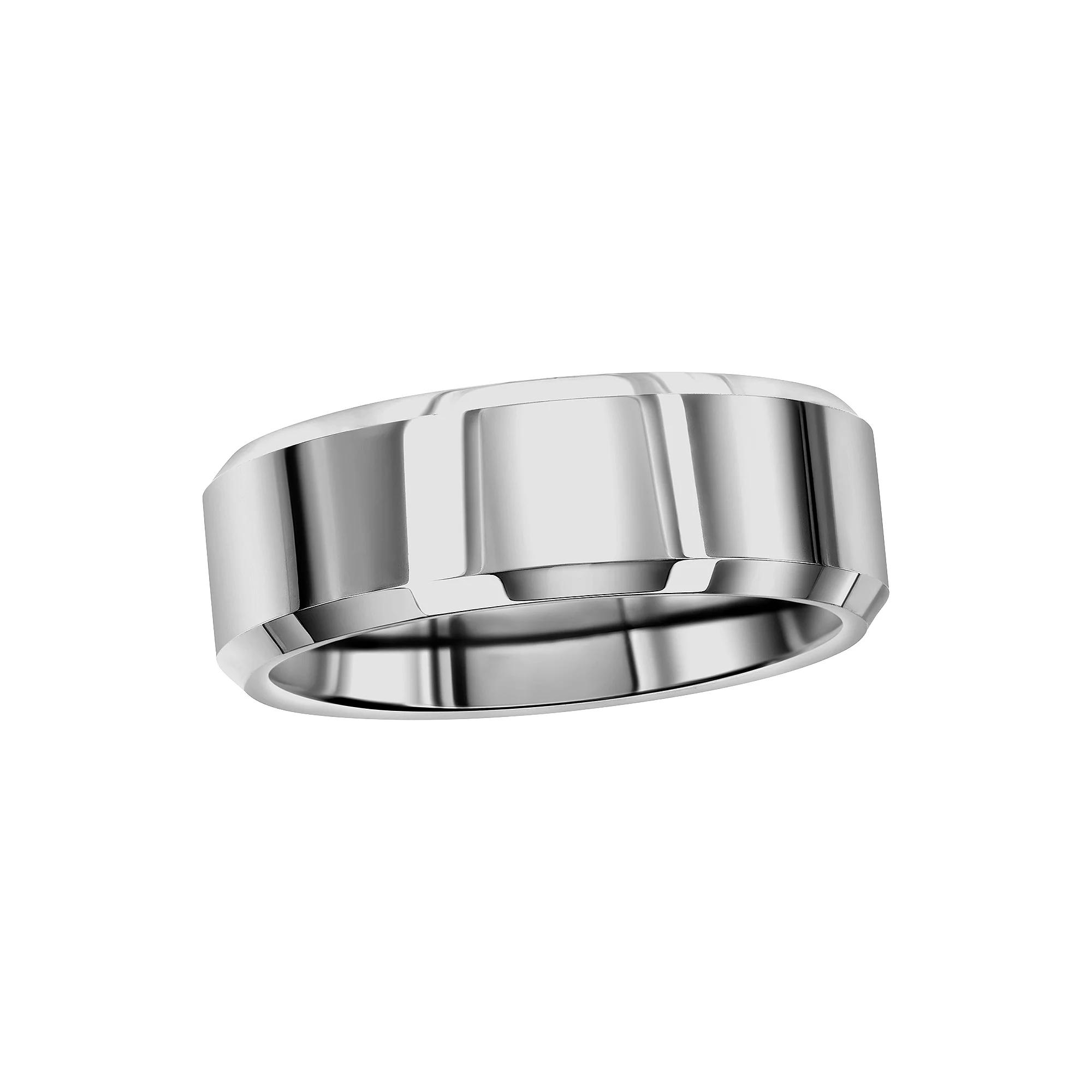 Men's Metallo Tung Polished Silver 8mm Ring, Size: 10, Tungsten Product Image