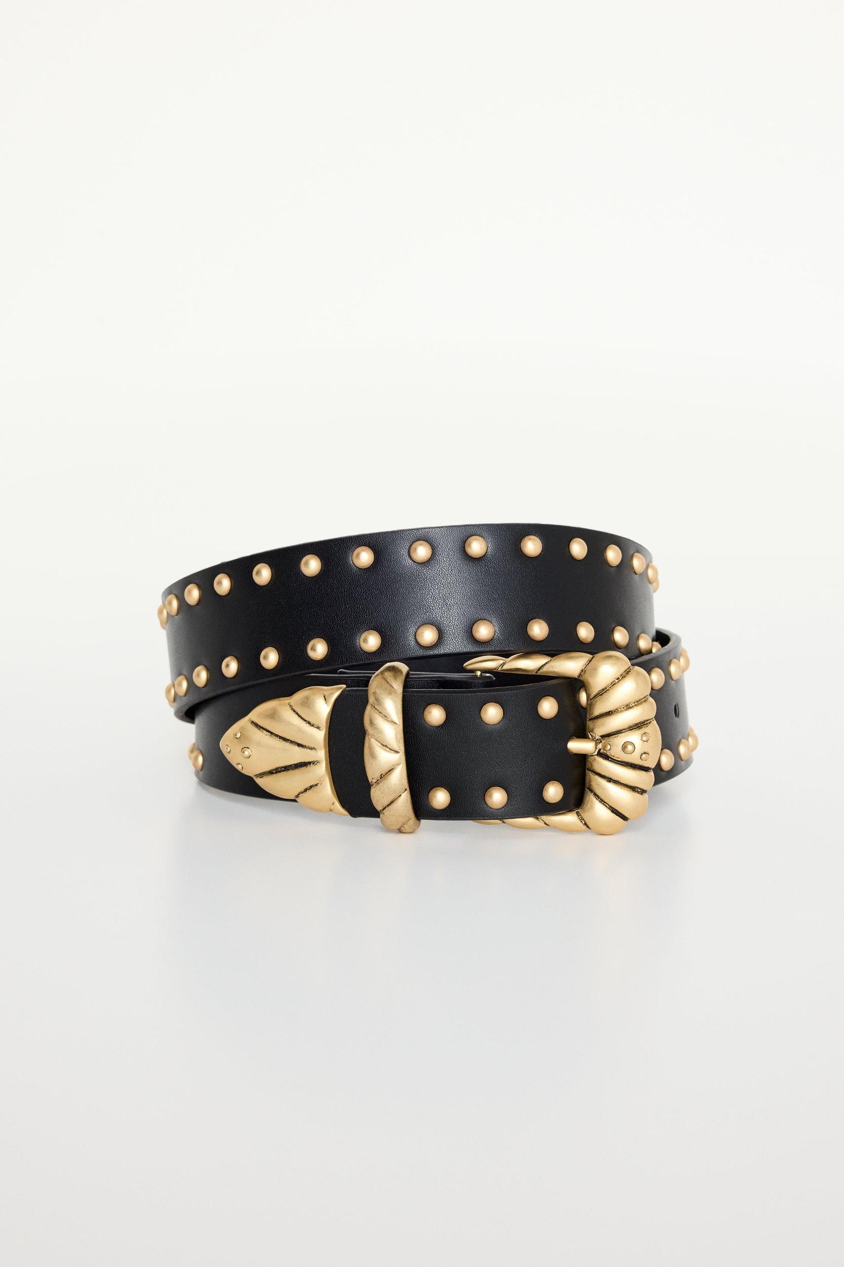 WIDE STUDDED WESTERN BELT | BLACK001 Product Image