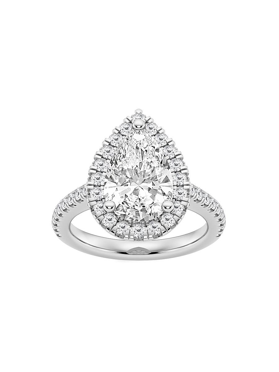 Womens 14K White Gold & Pear-Cut Lab-Grown Diamond Halo Ring/1.30-3.60 TCW Product Image