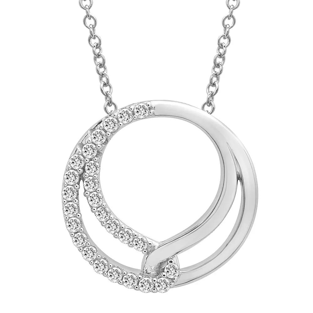 Sterling Silver 1/4 Carat T.W. Diamond Double Circle Necklace, Women's, Size: 18" Product Image