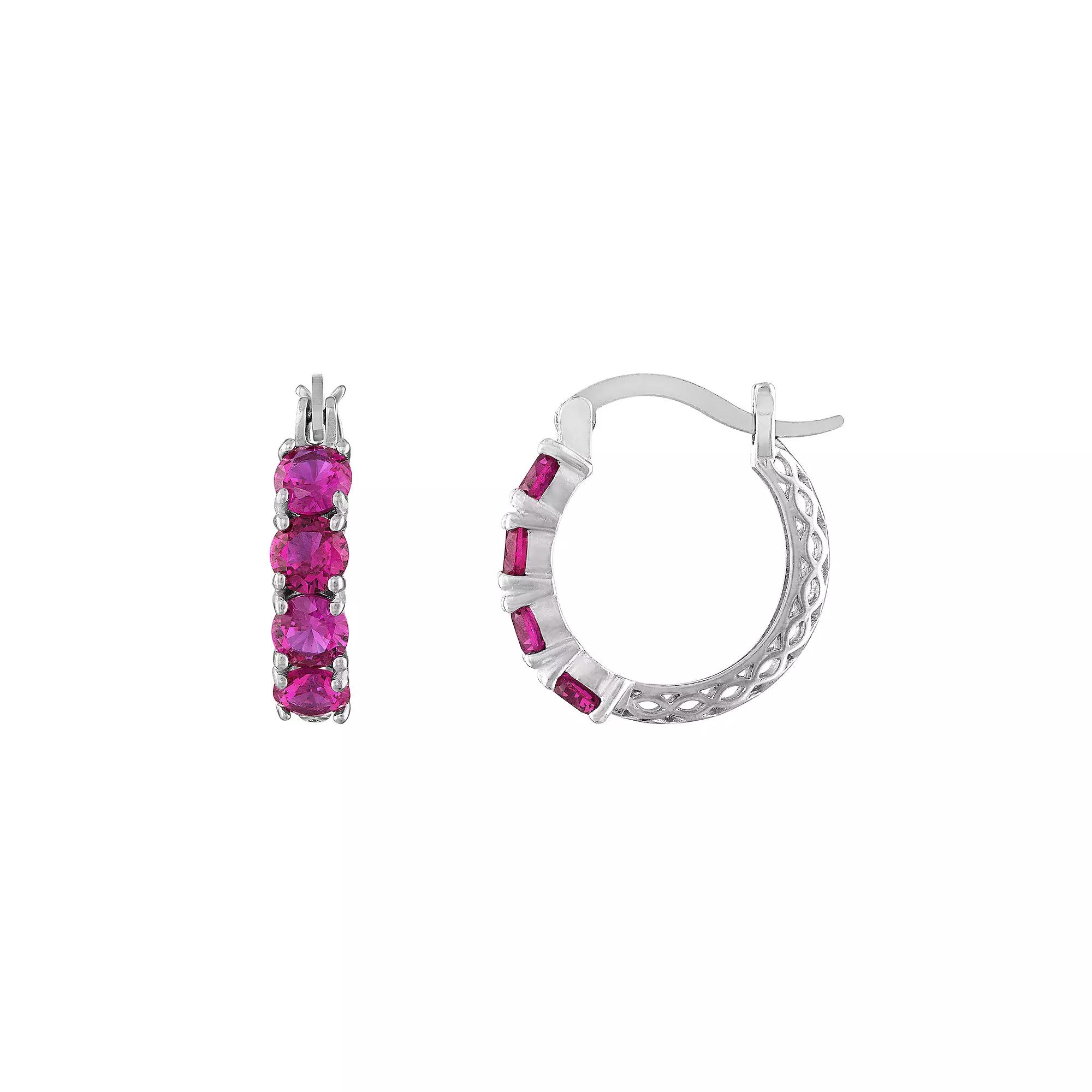 Designs by Gioelli Sterling Silver Filigree Hoop Earrings, Women's, Purple Product Image