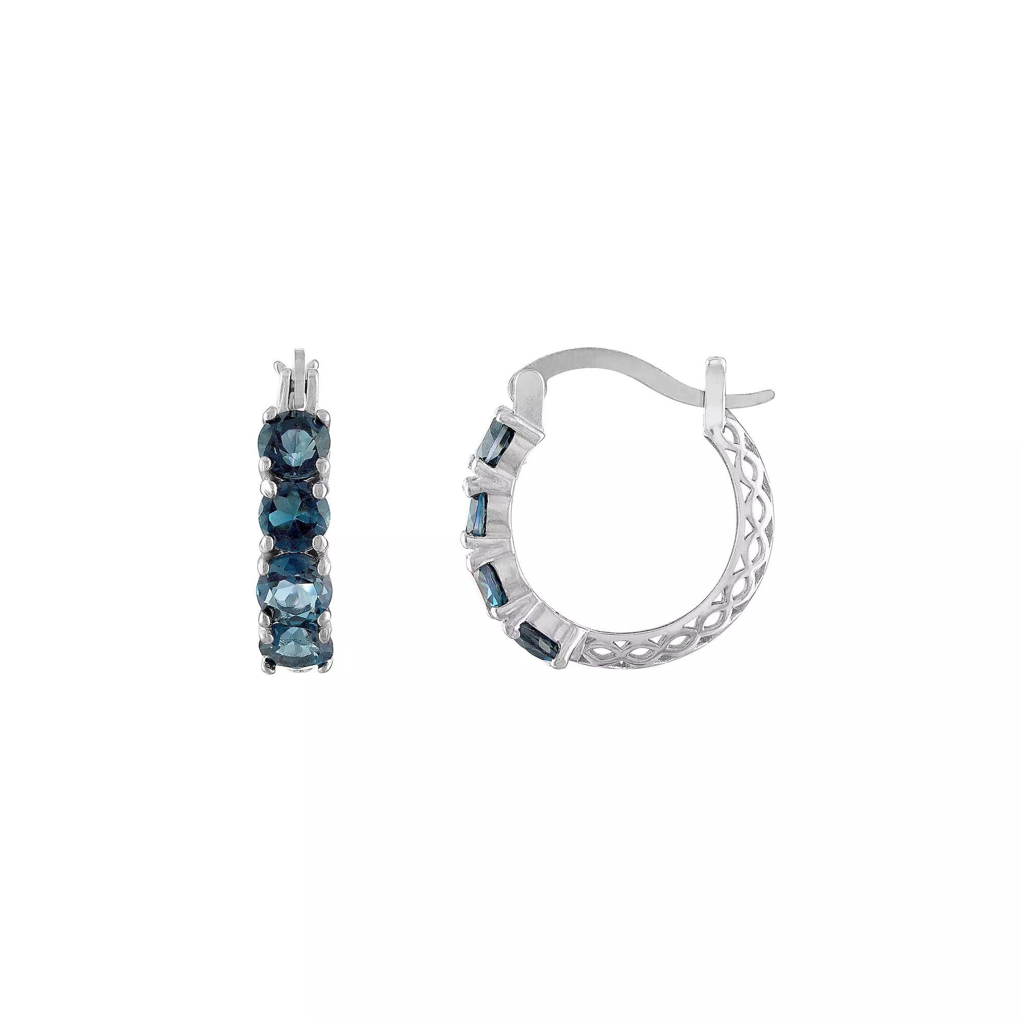Designs by Gioelli Sterling Silver Filigree Hoop Earrings, Women's, London Blue Topaz Product Image