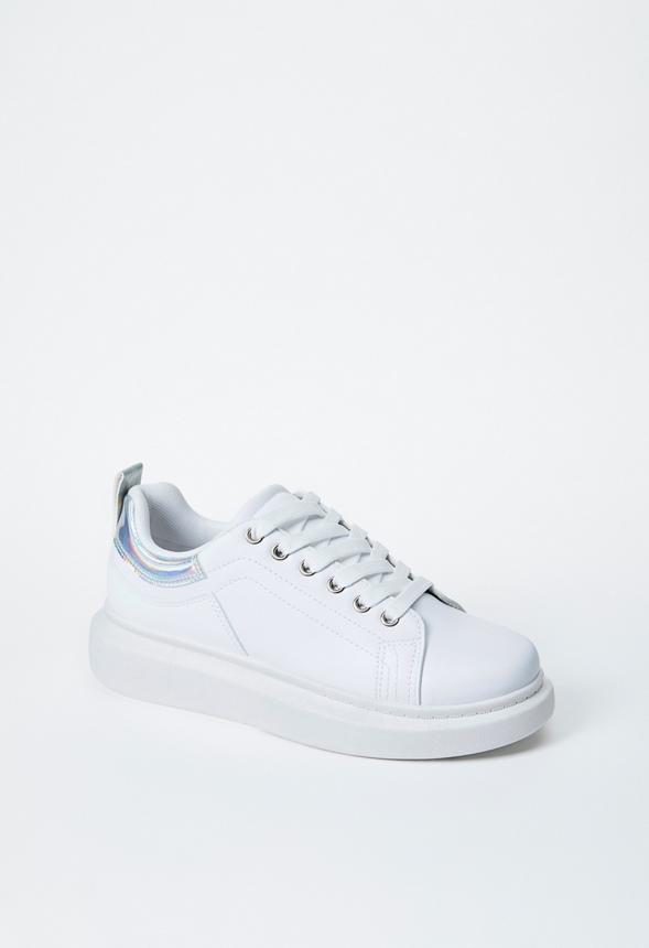 JustFab Margaux Platform Loafer Pump Womens Black/ White Size 8.5 Product Image