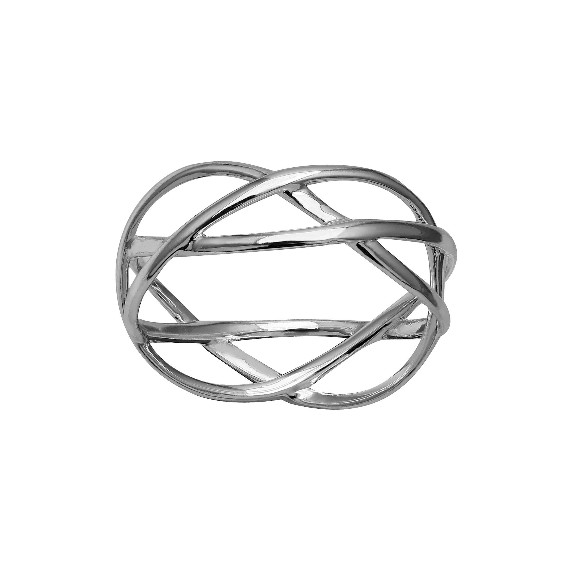 PRIMROSE Sterling Silver Crossover Band Ring, Women's, Size: 8, Silver Tone Product Image