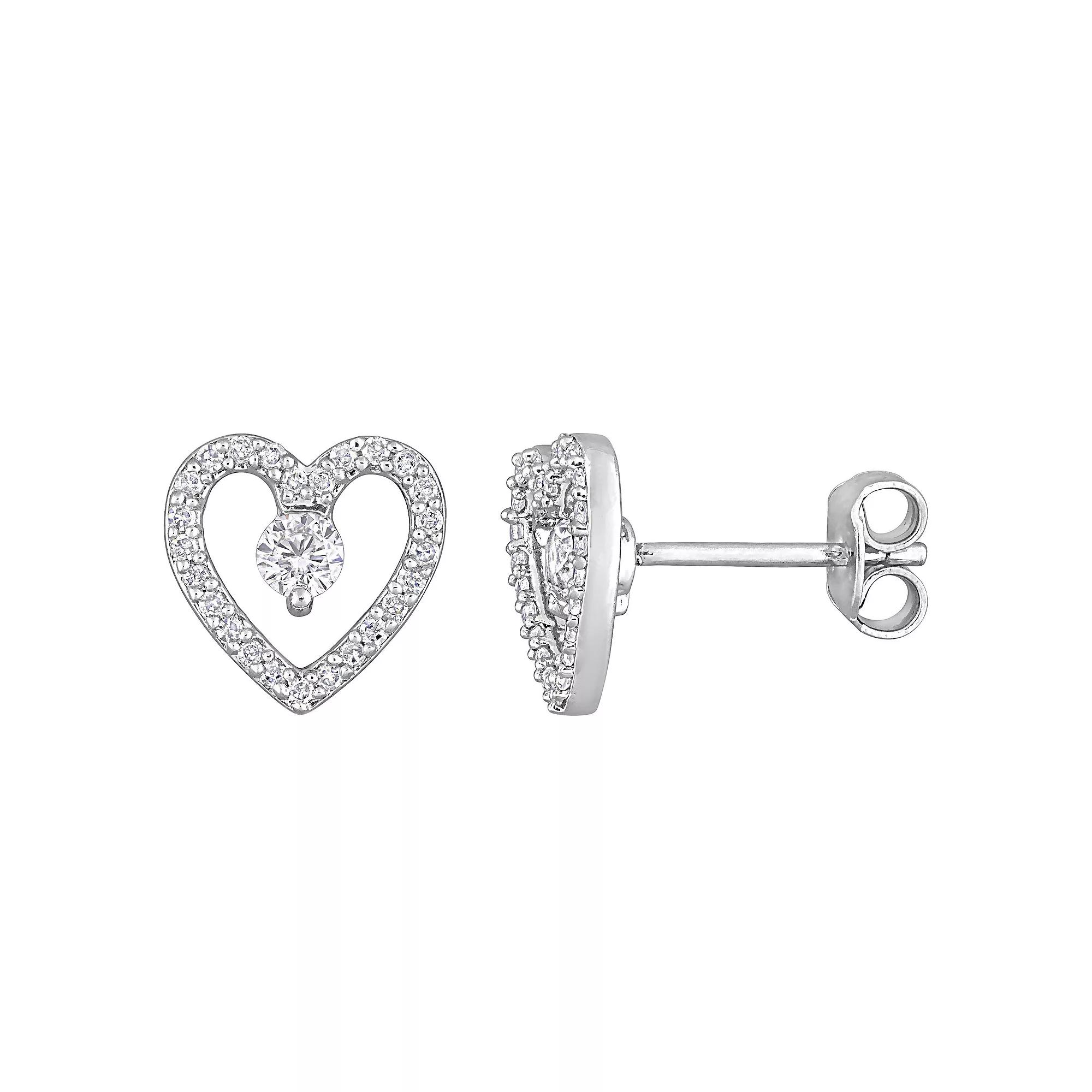 Sterling Silver White Topaz & 1/5 Carat T.W. Diamond Stud Earrings, Women's Product Image