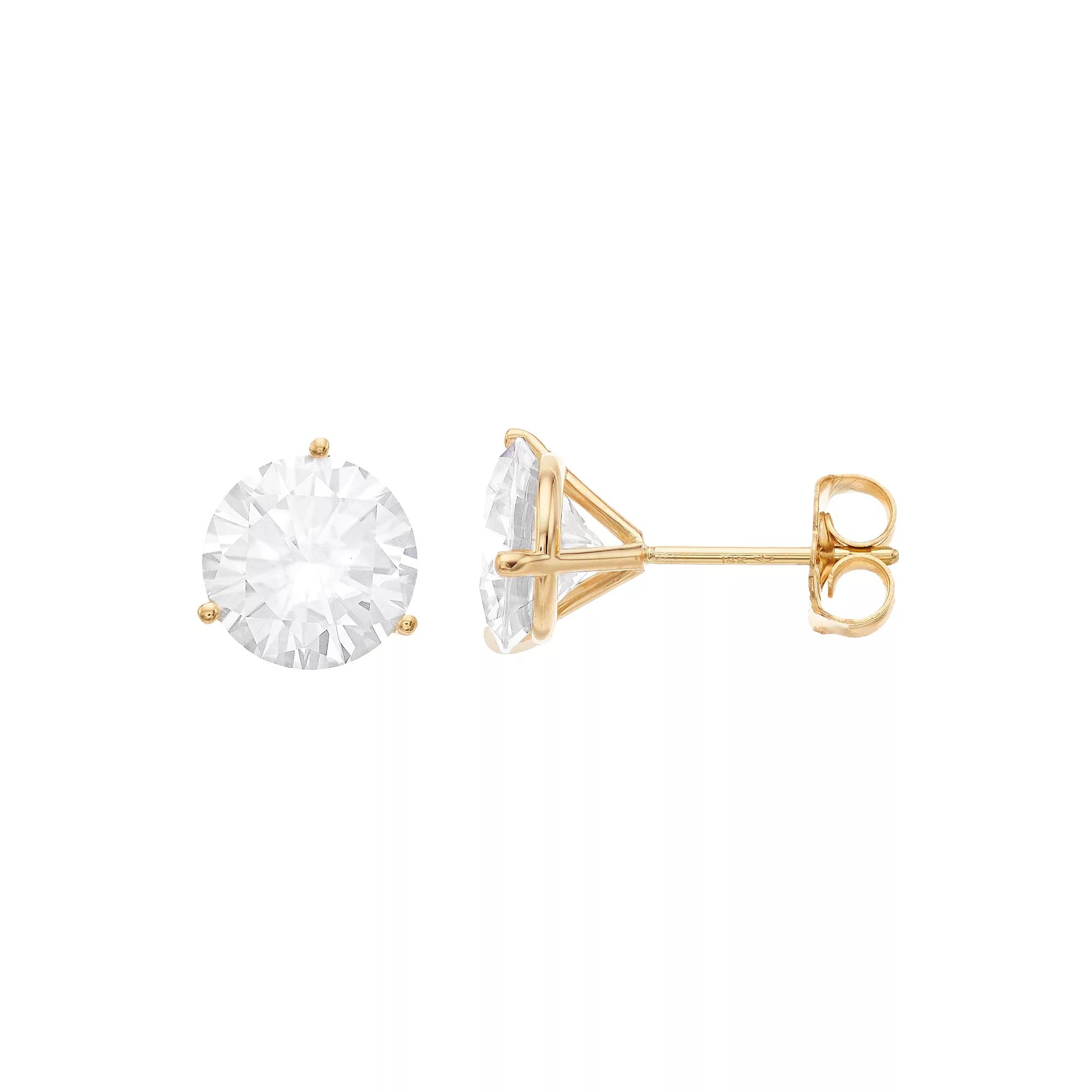 Radiant Fire 14k Gold Lab-Created Moissanite Stud Earrings, Women's Product Image