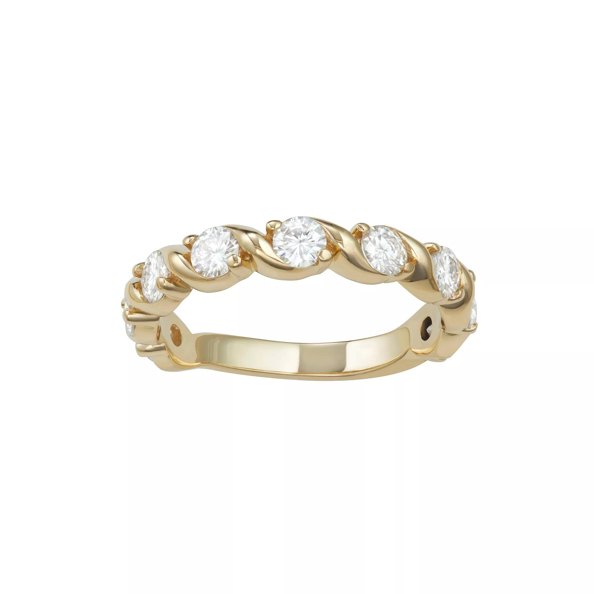 Charles & Colvard 14k Gold 9/10 Carat T.W. Lab-Created Moissanite Twisted Band, Women's, Size: 8, Yellow Product Image