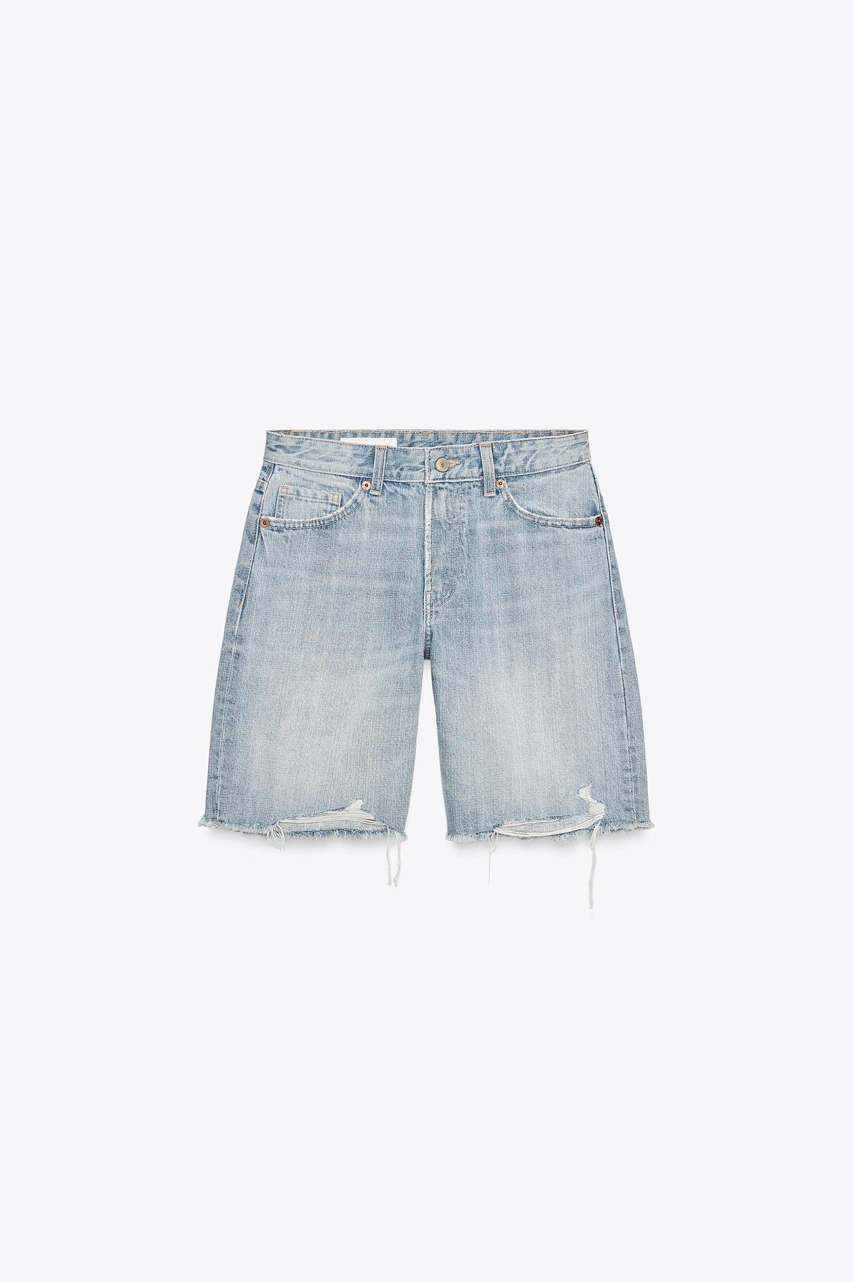 MID-RISE RIPPED TRF DENIM SHORTS Product Image