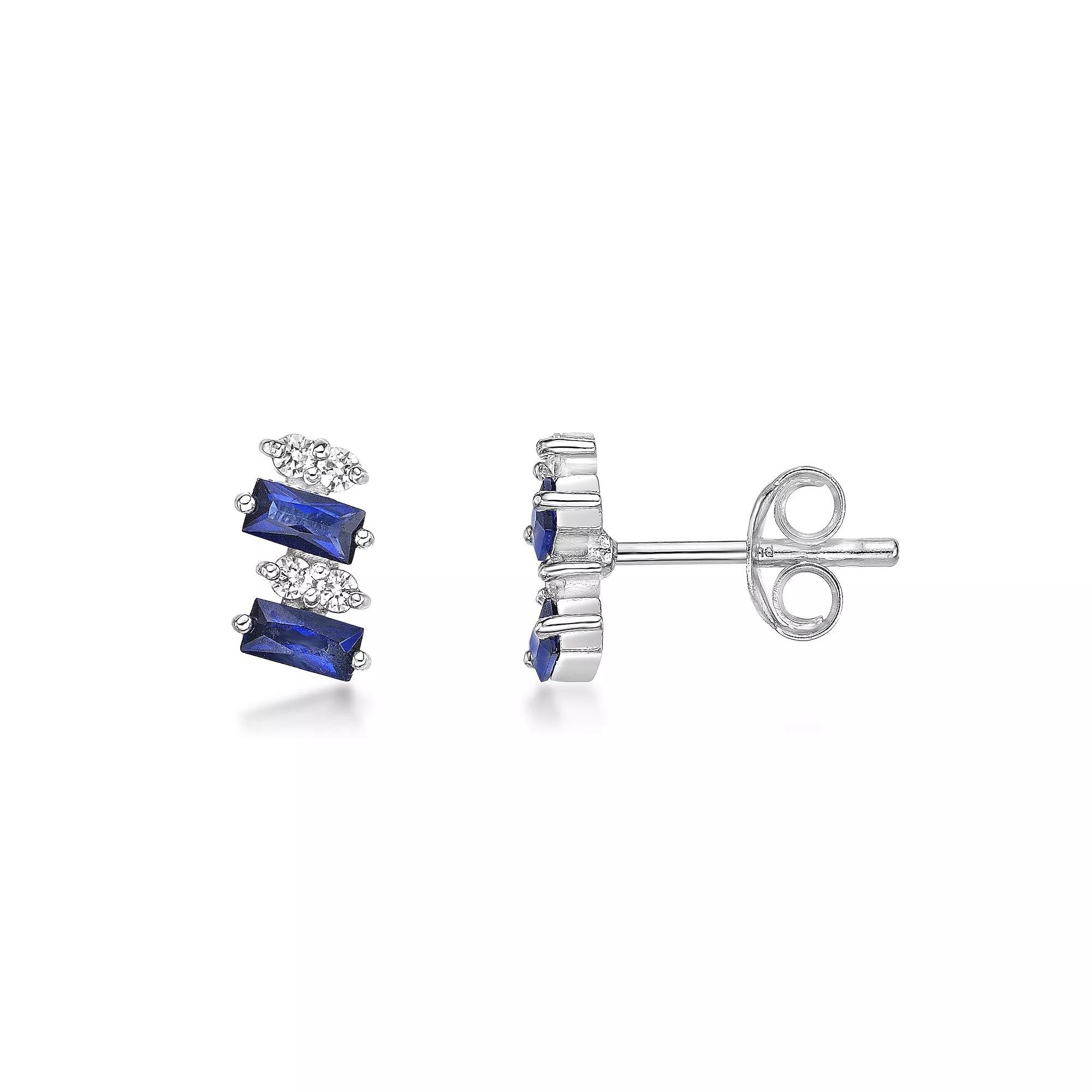 Gemminded Sterling Silver Lab-Created Sapphire & Lab-Created White Sapphire Earrings, Women's Product Image