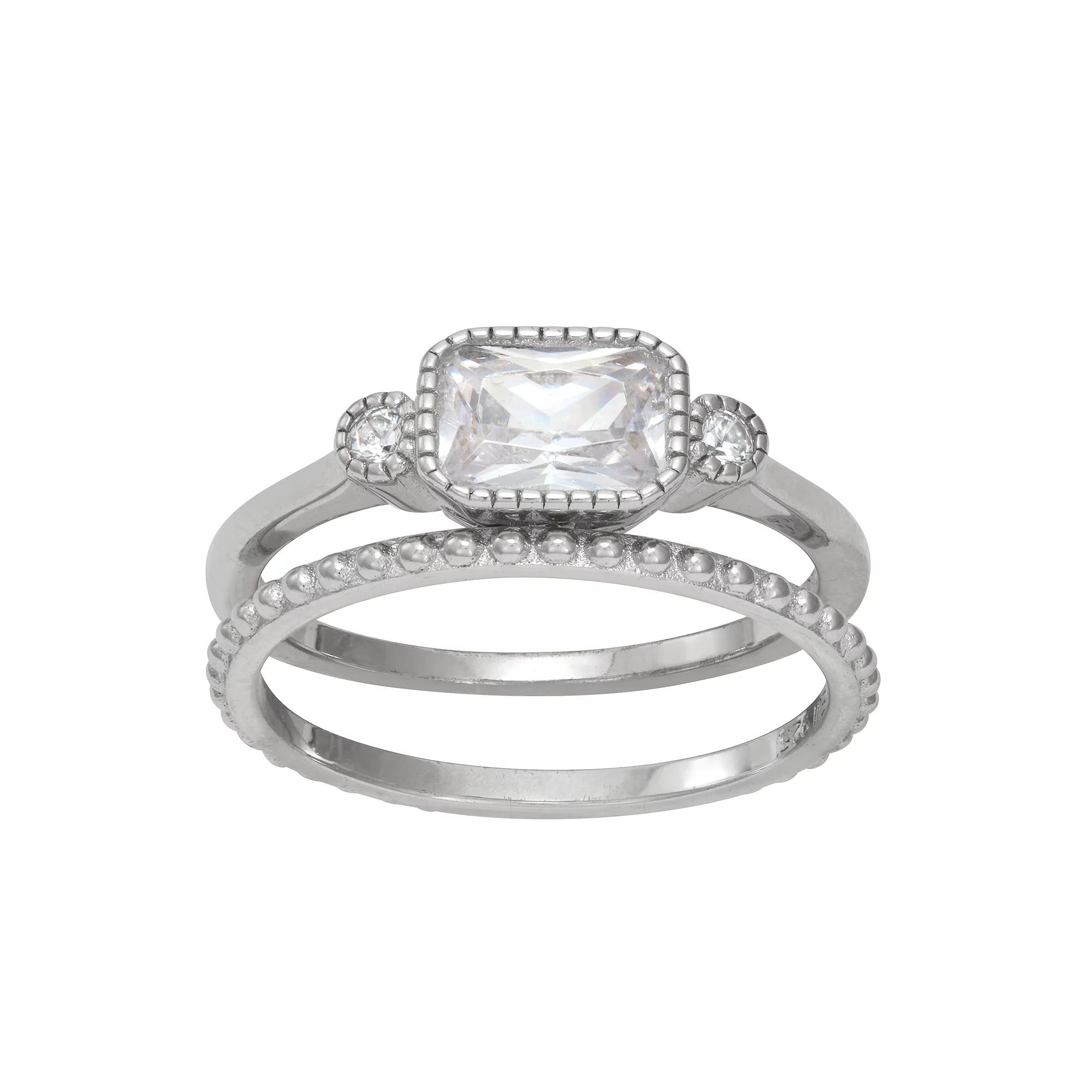 Contessa Di Capri Cubic Zirconia Ring Set, Women's, Size: 9, Sterling Silver Product Image